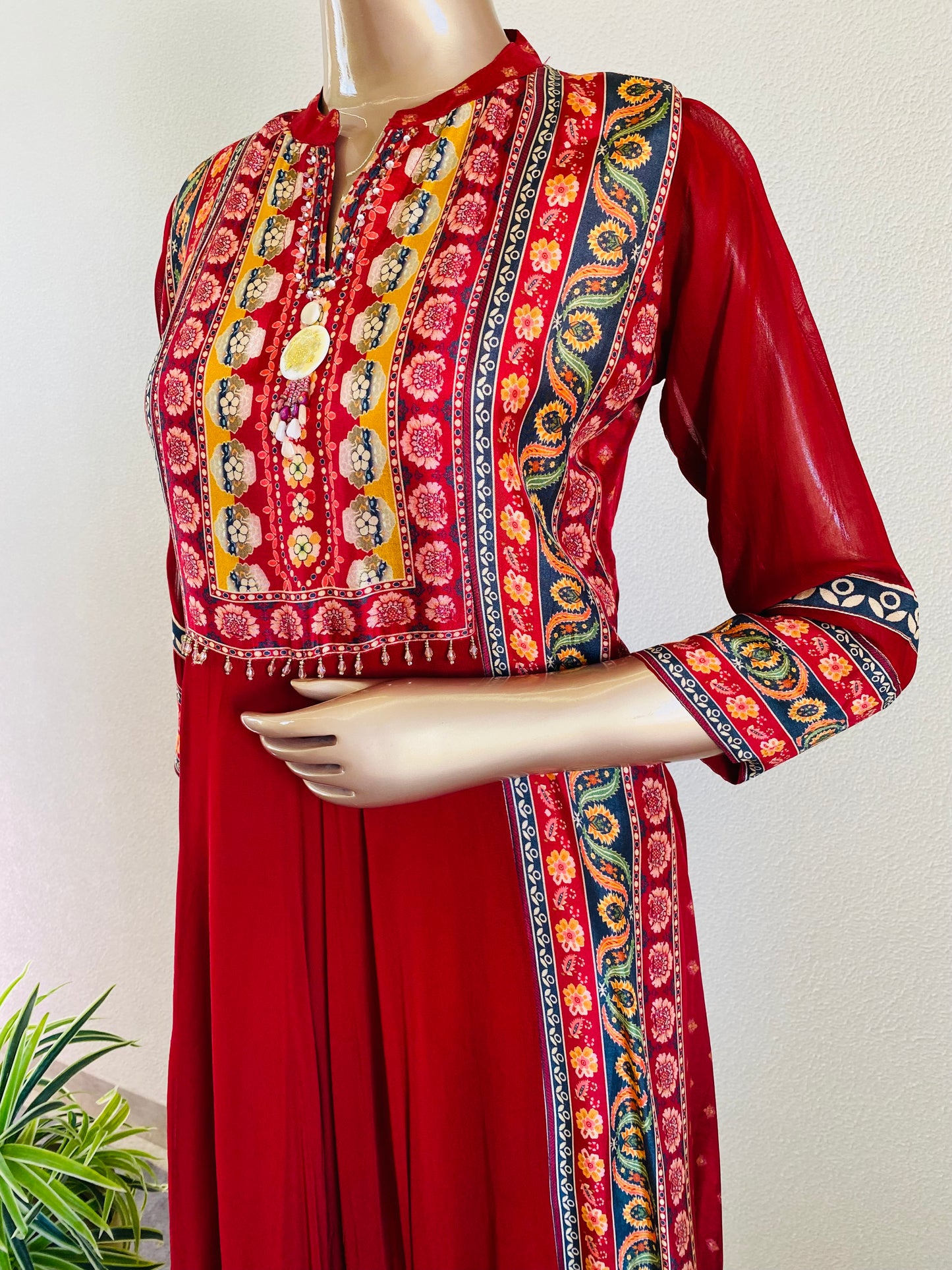 Premium Georgette Frock Suit with Printed Dola details