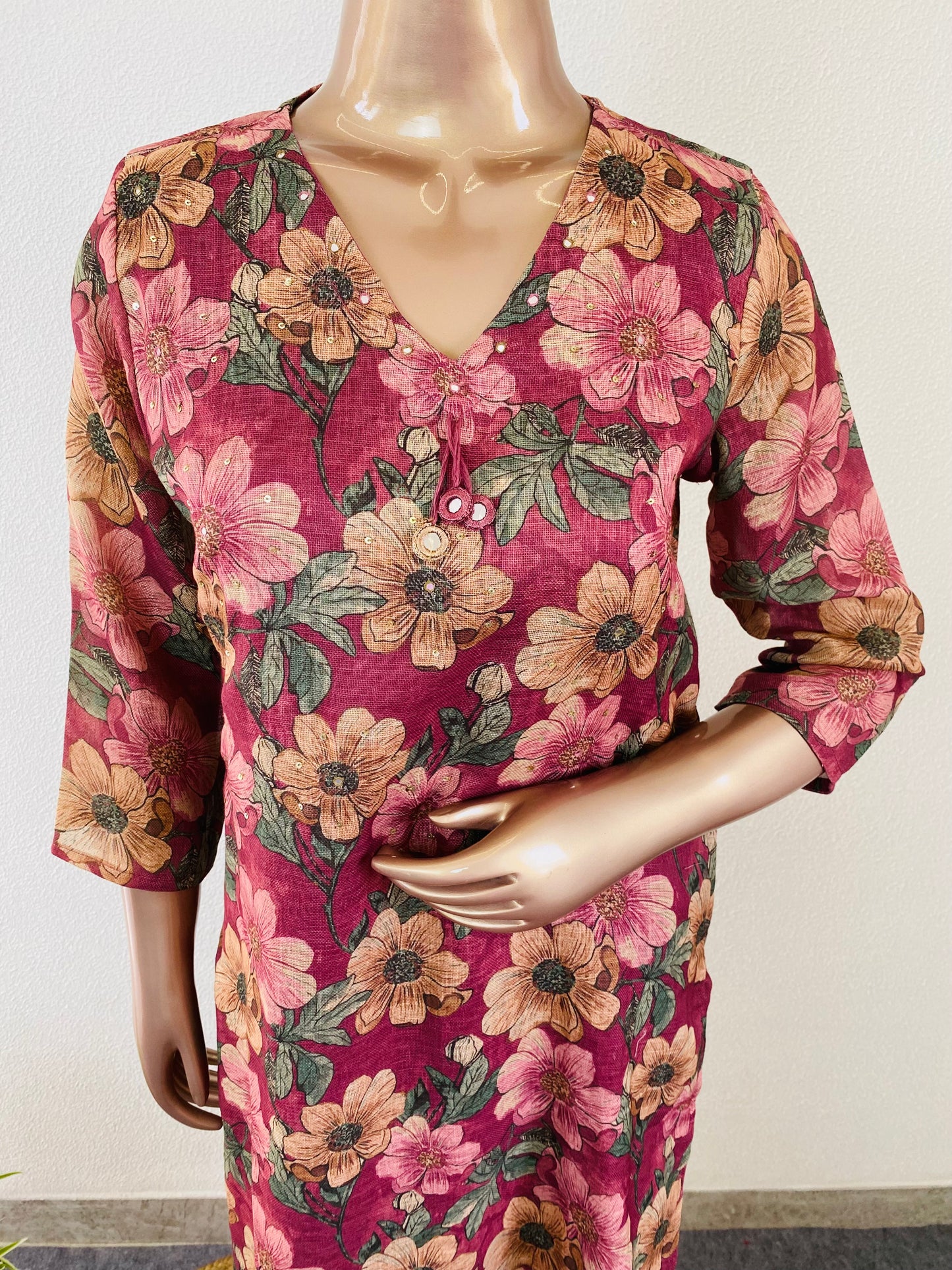 Floral Print Linen Suit Set