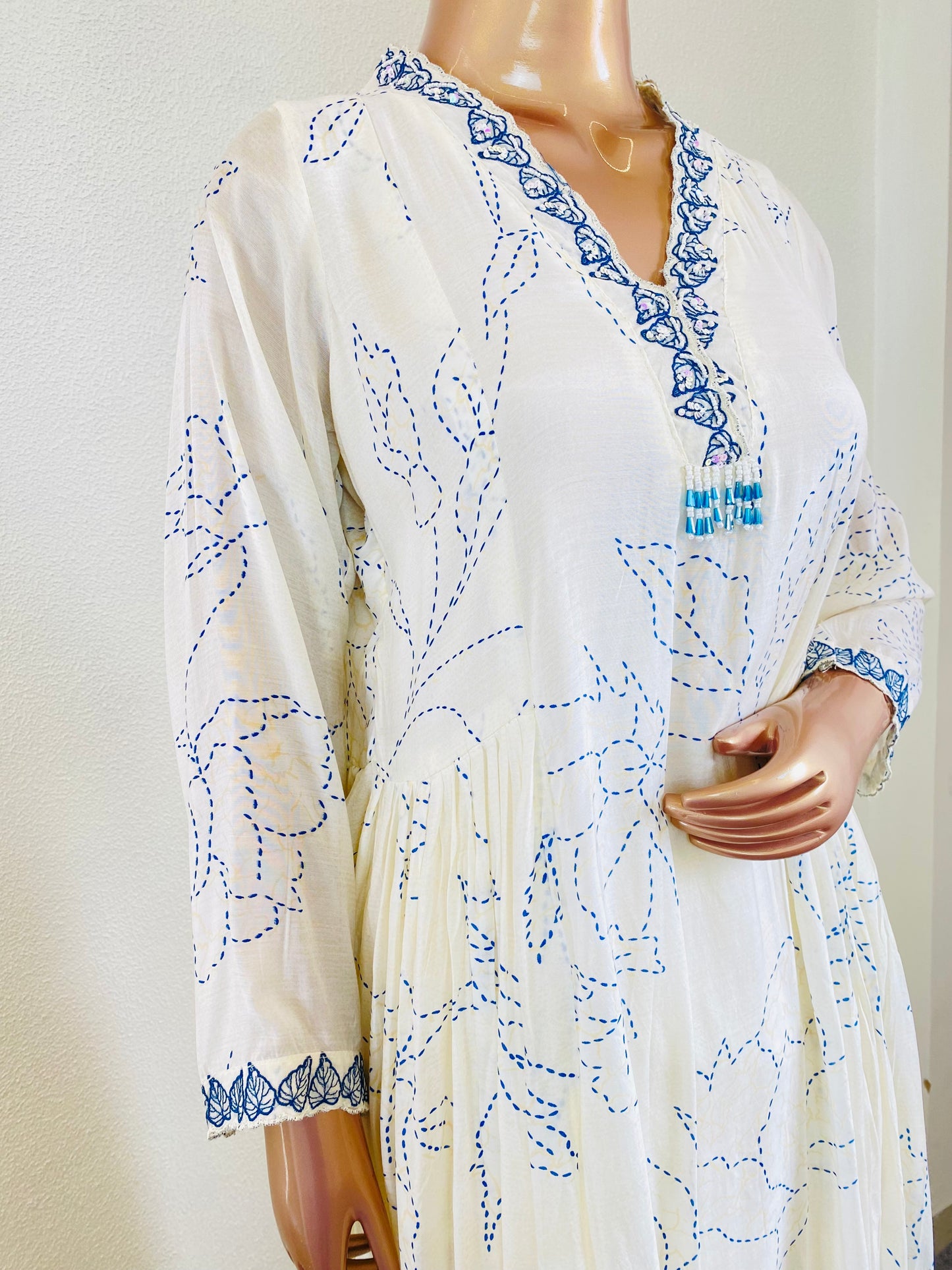 Printed Muslin Frock Suit with Cutwork Dupatta