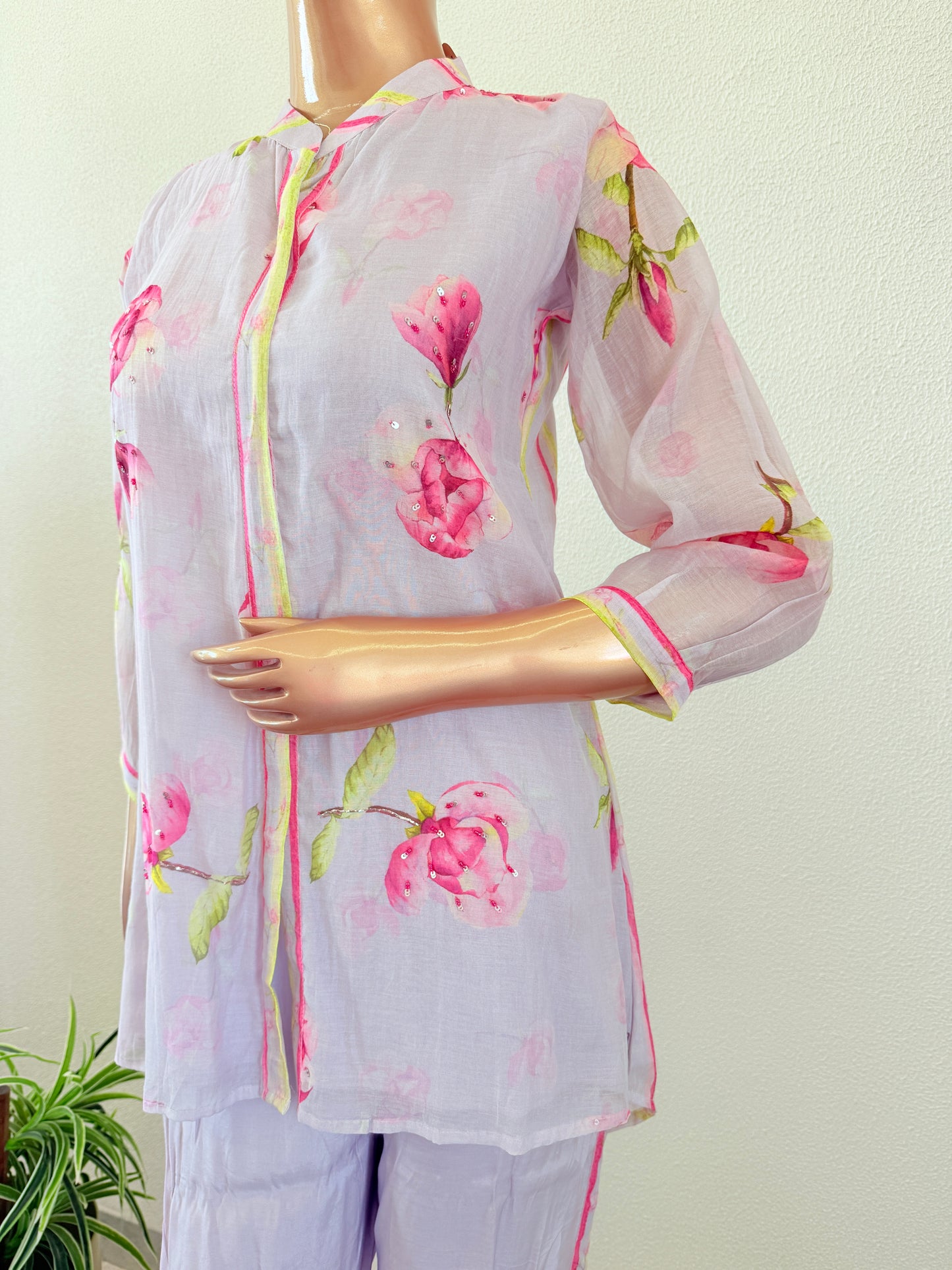 Floral & Stripes mul Chanderi Coord Set