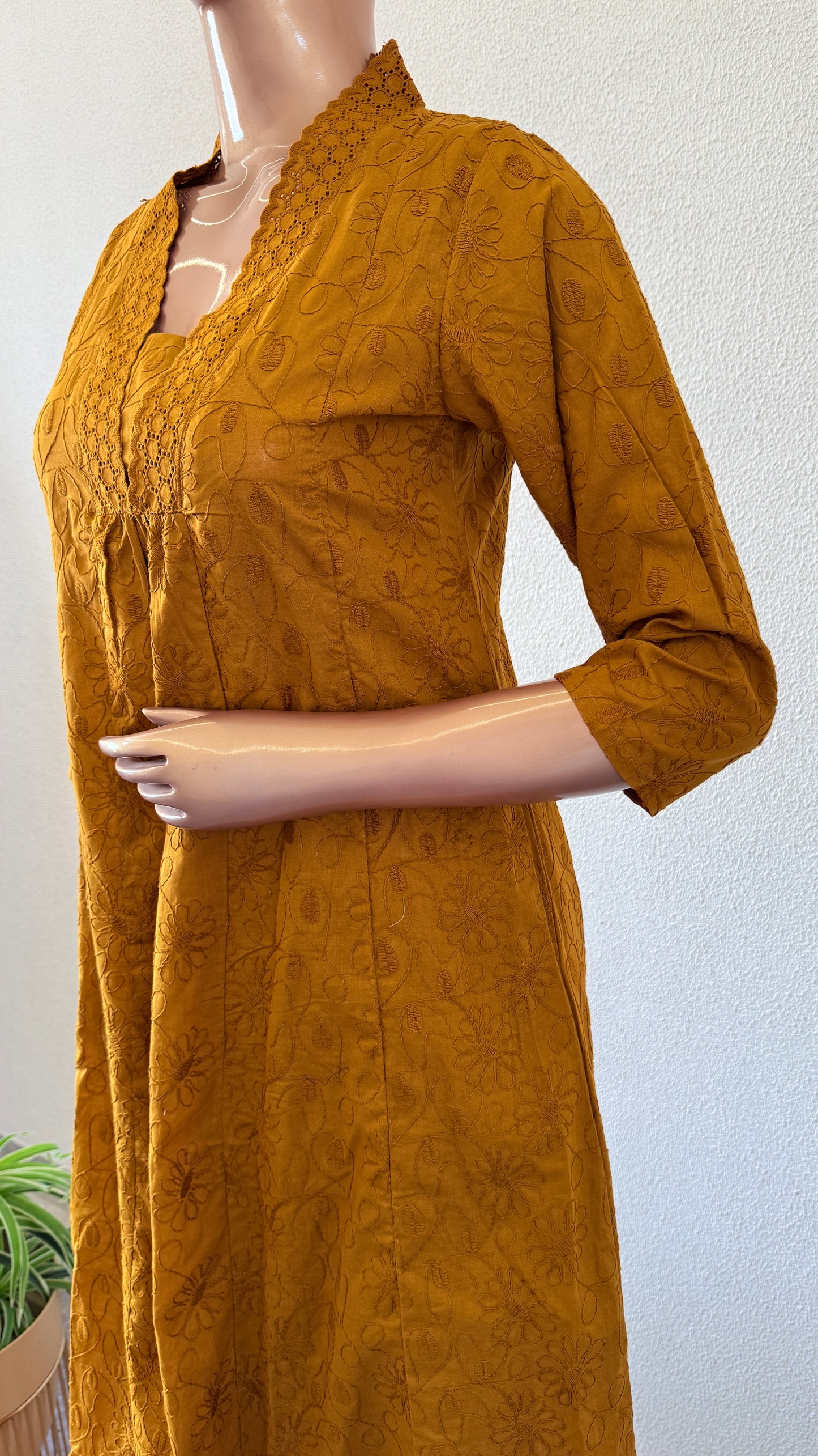 Cotton Kurta Pant set with lace work