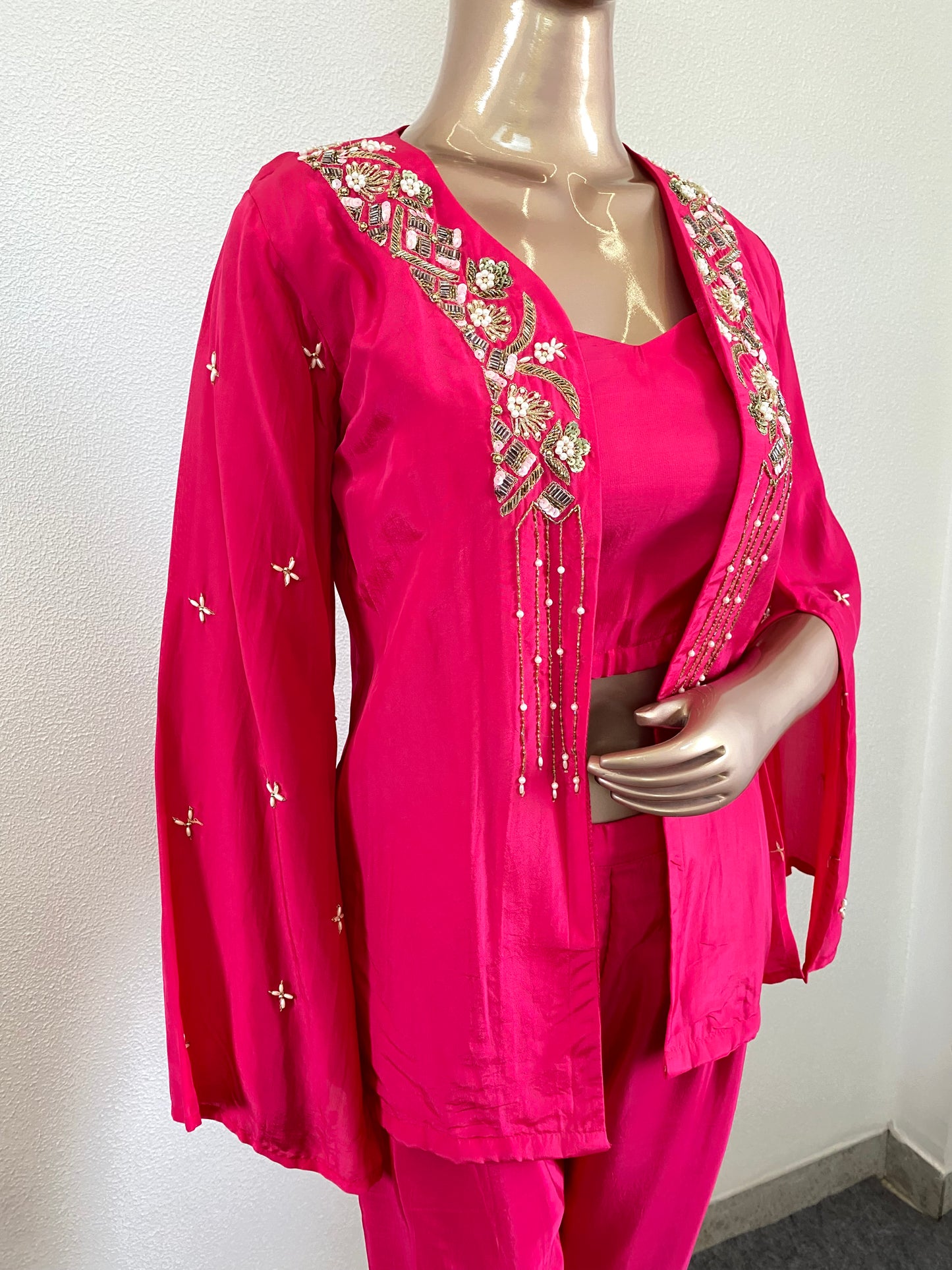 Silk Indowestern with Embroidered Jacket