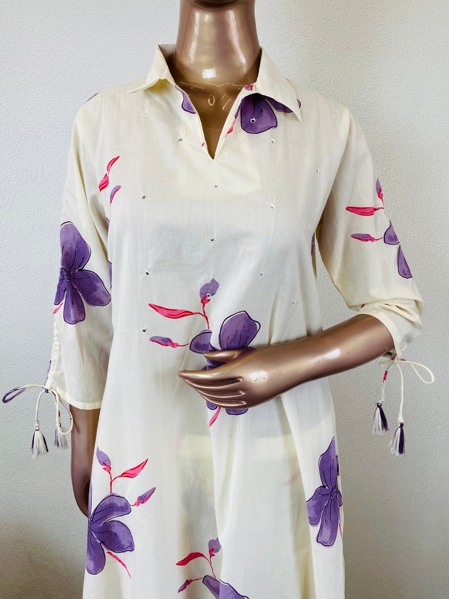 Cotton Kurta Pant Set with Adjustable Sleeves