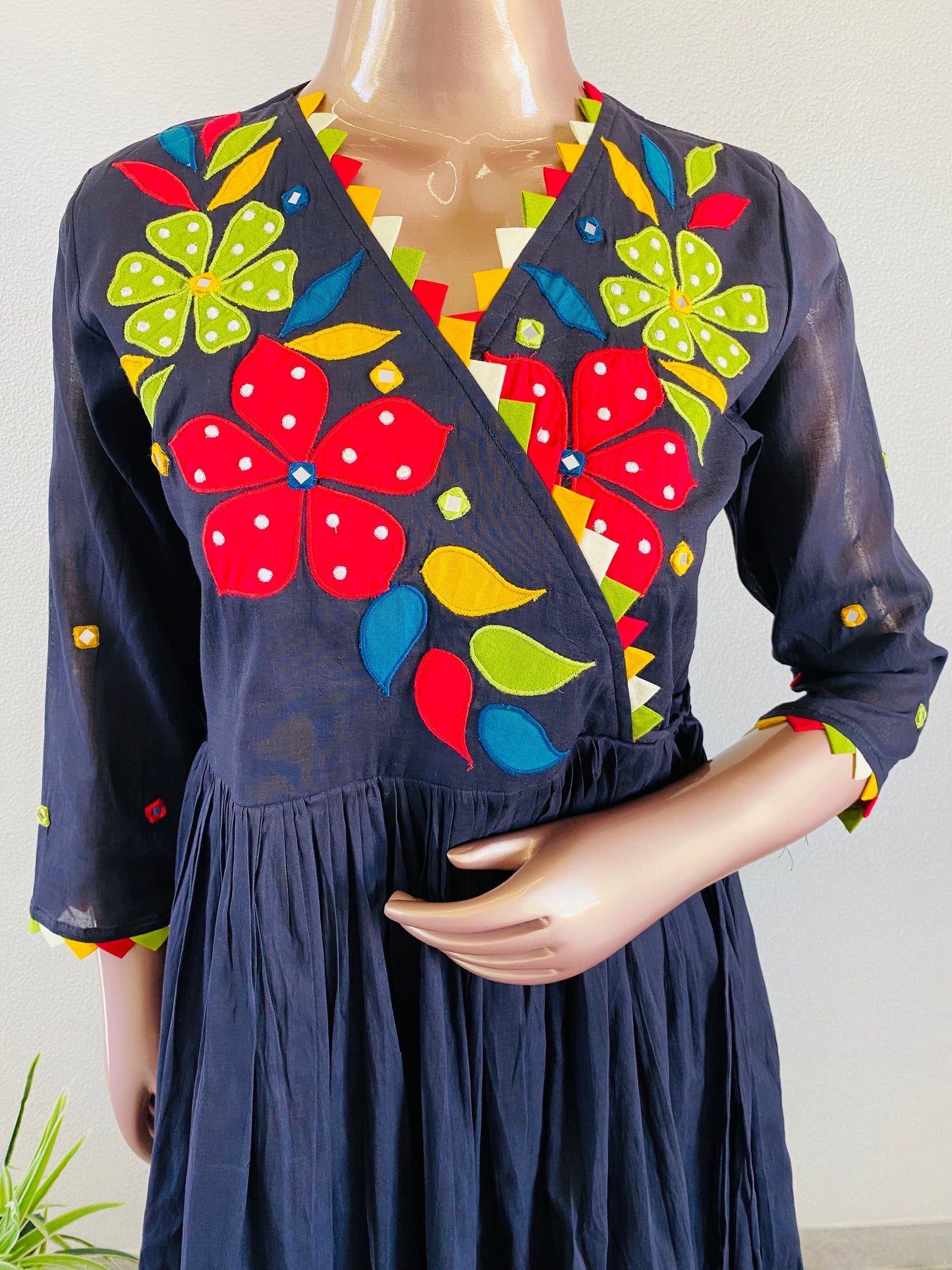 Applique & Mirror work Mul Tunic