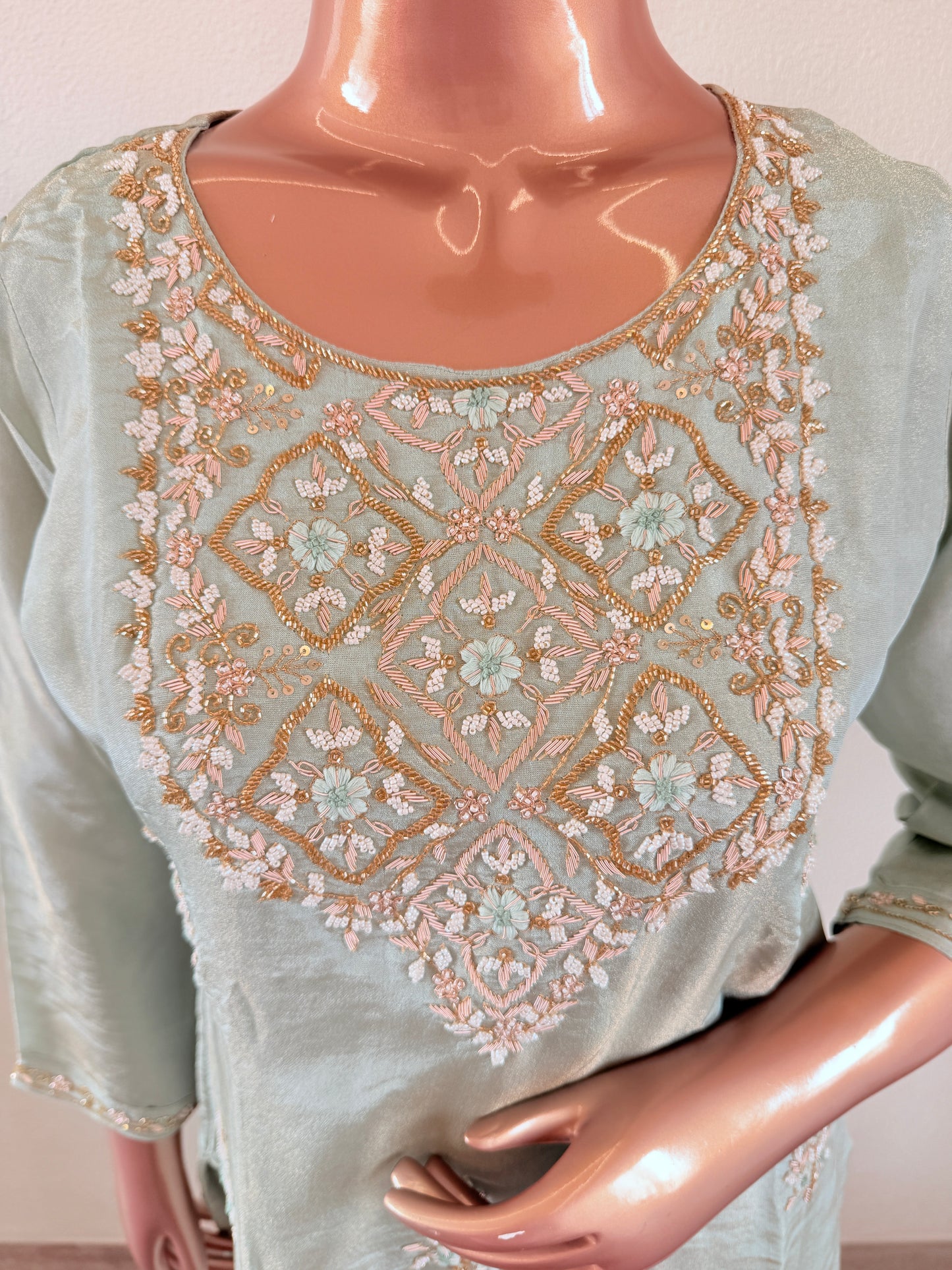 Tissue Palazzo set with hand Zardozi Work
