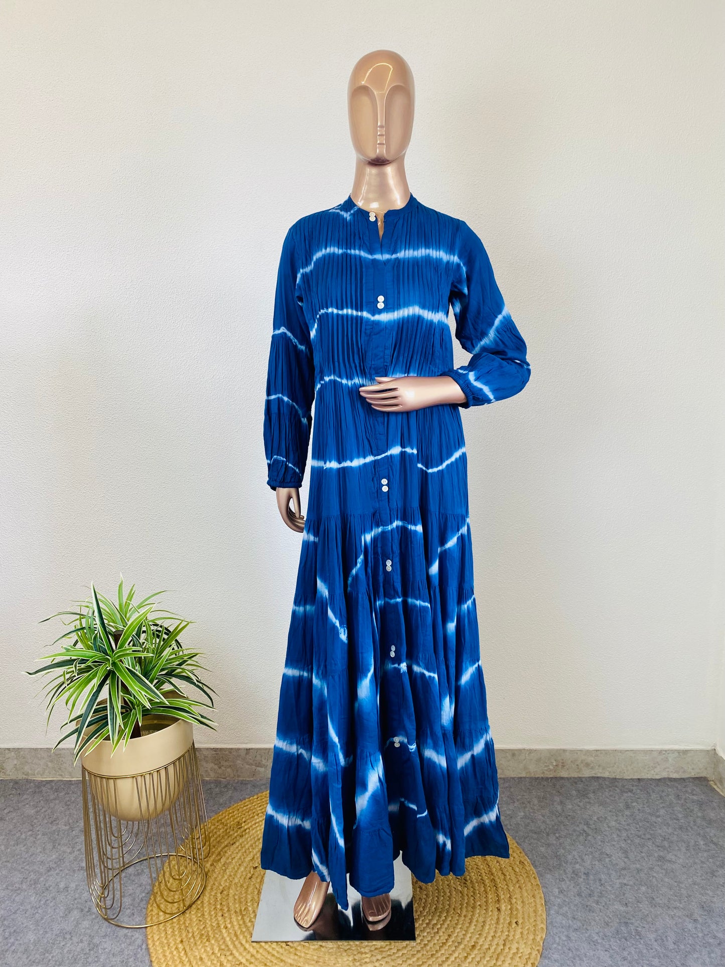 Lehariya Dyed Tiered Pattern Long Tunic