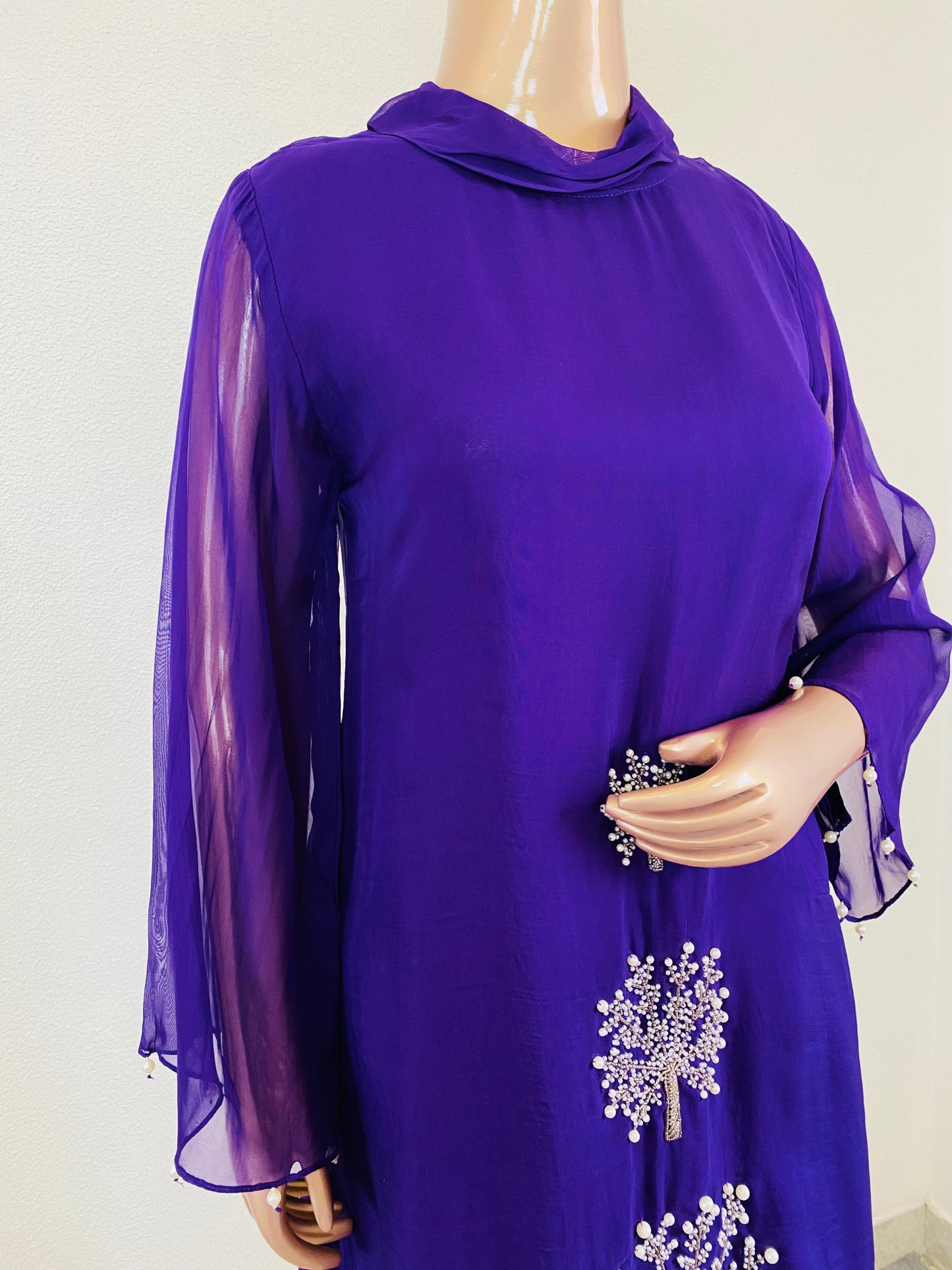 Organza Top with Chinon Palazzo - Purple