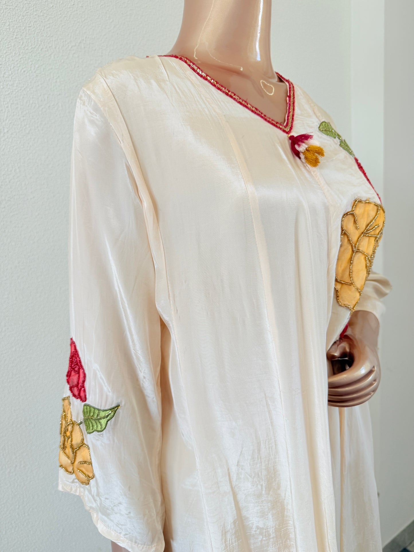 Crepe Anarkali Suit with Appliqué work and Printed Dupatta