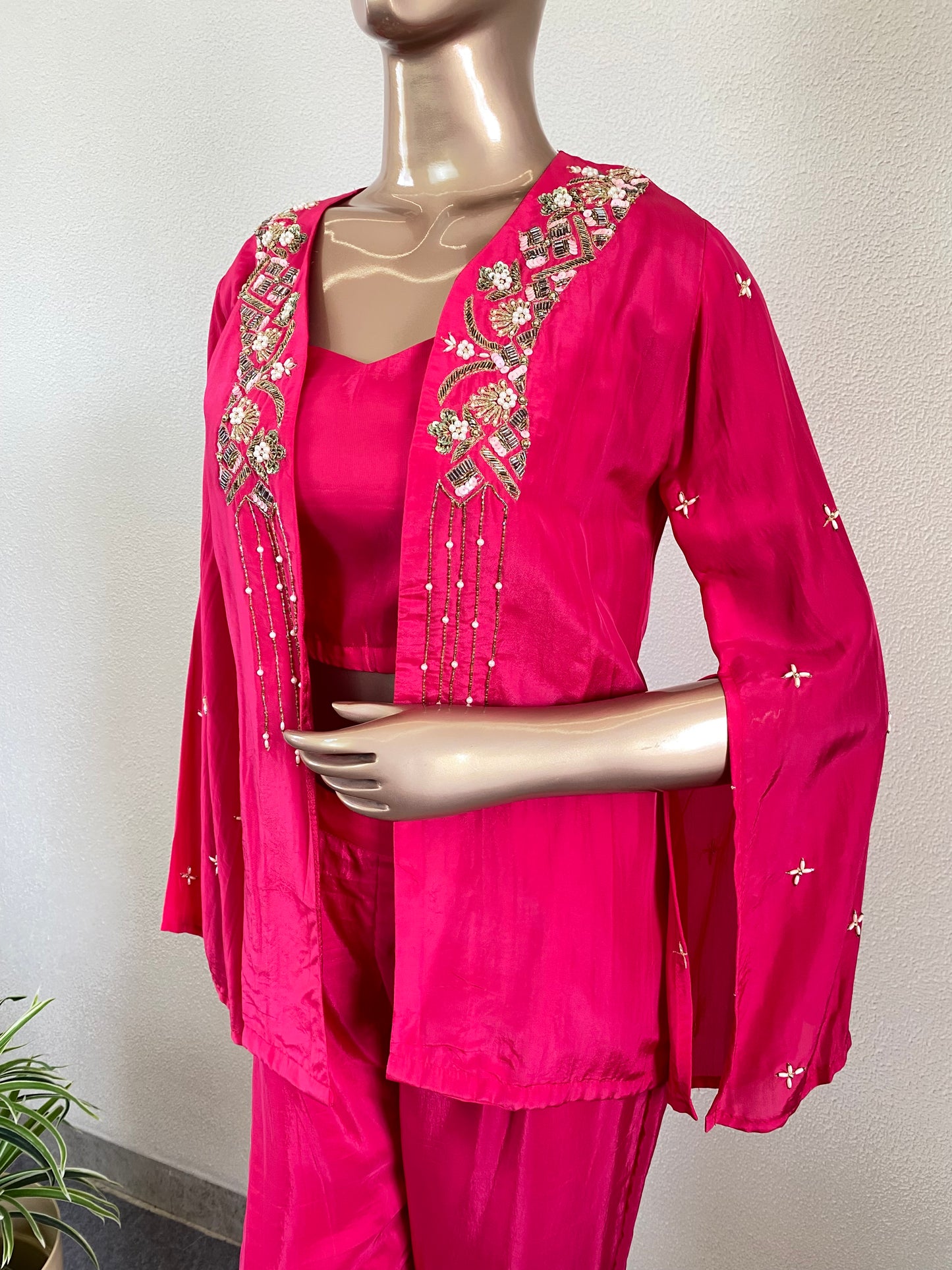 Silk Indowestern with Embroidered Jacket
