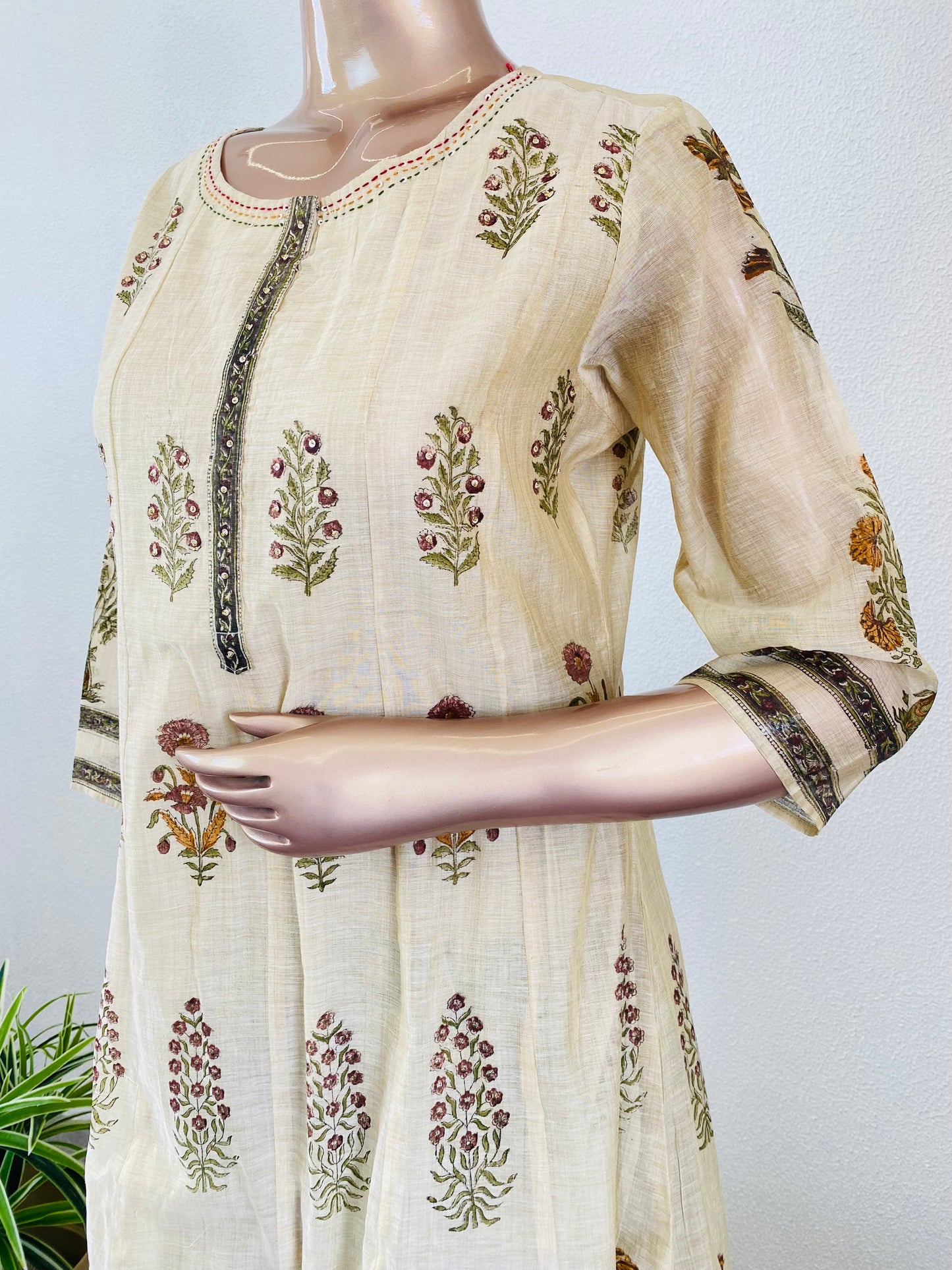 Hand Block Print Chanderi Anarkali Suit