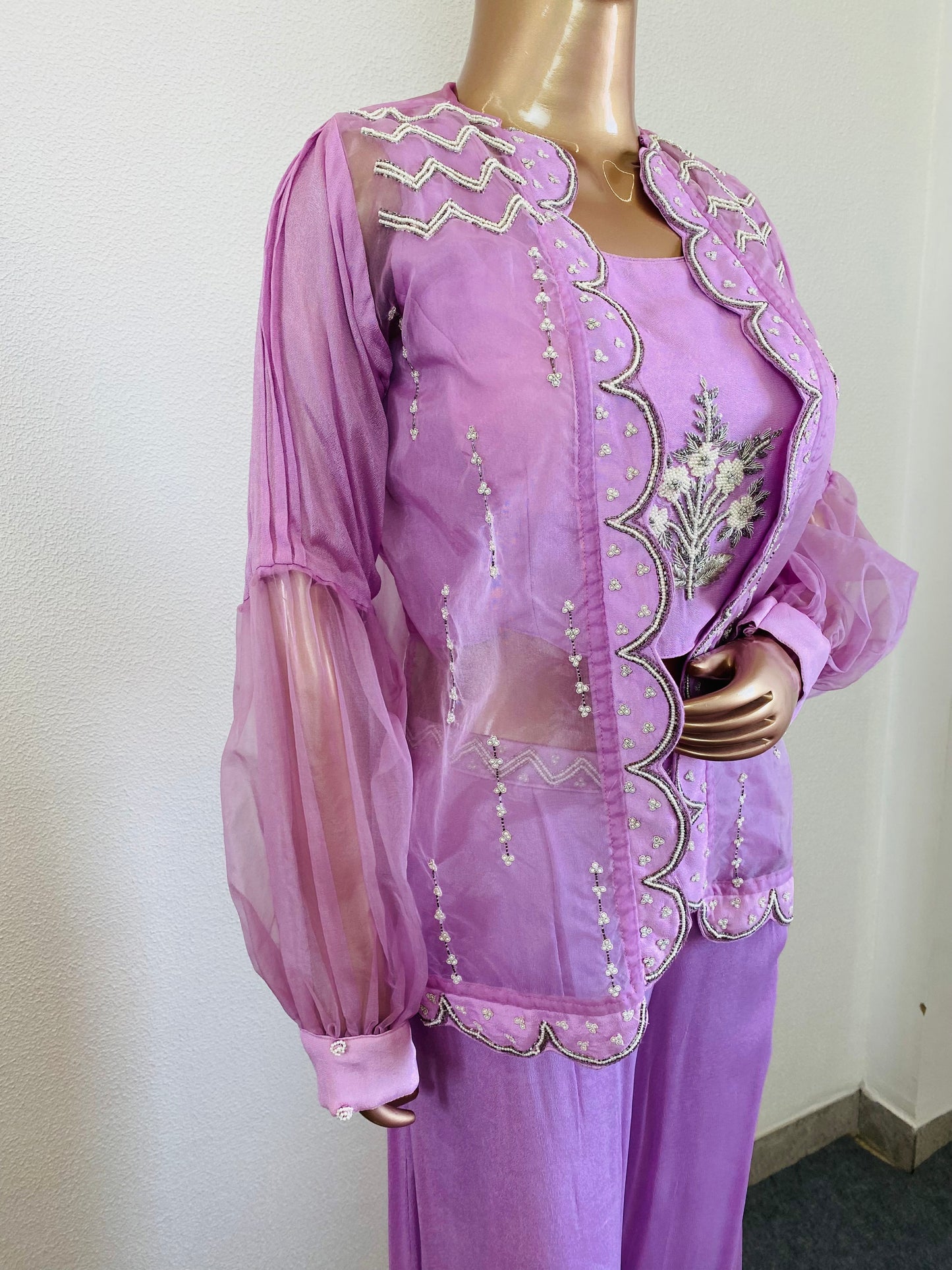 Premium Chinon Indowestern with Heavy Handwork
