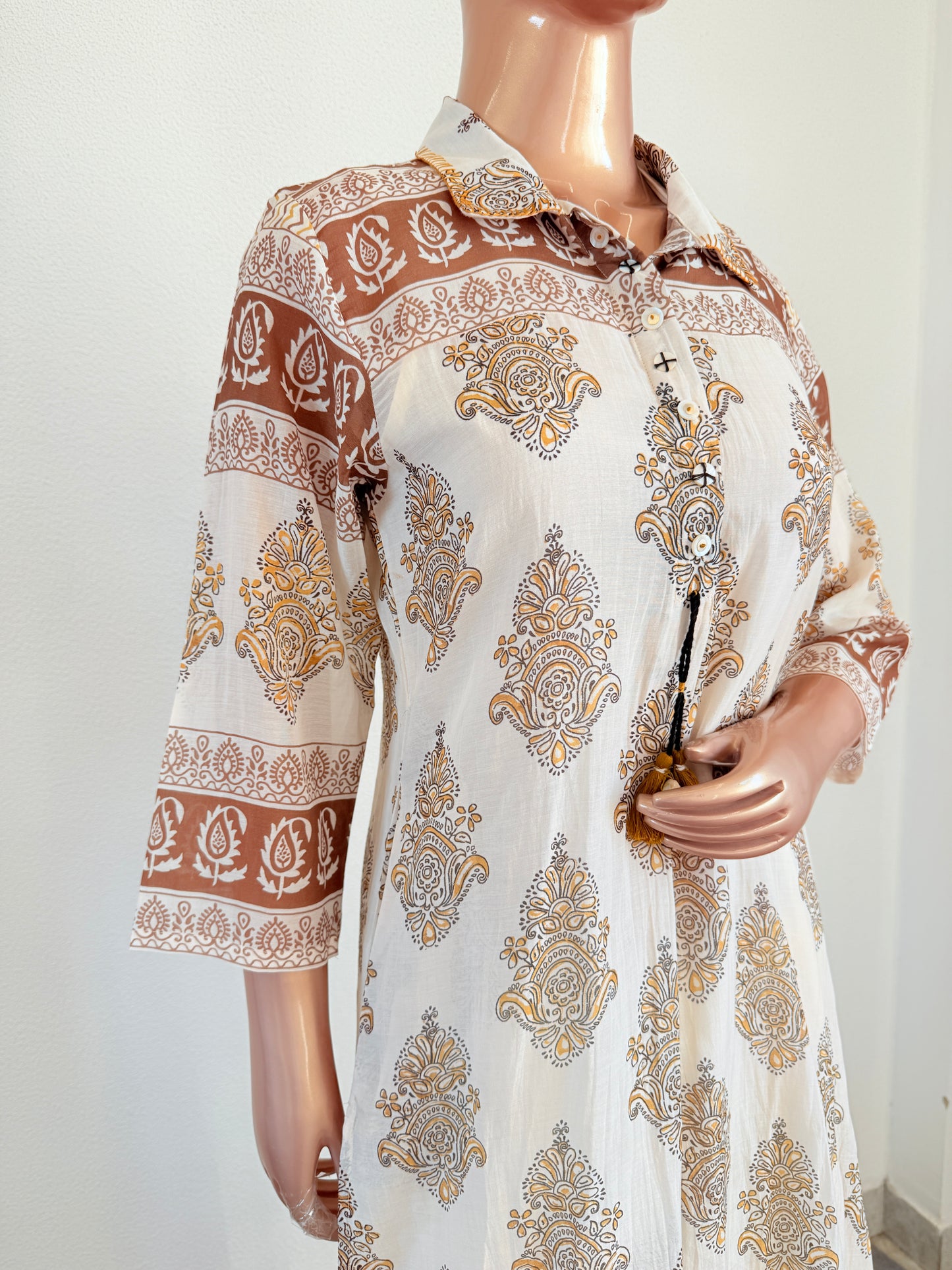 Hand-Block Printed Shirt Kurta with Straight Trousers