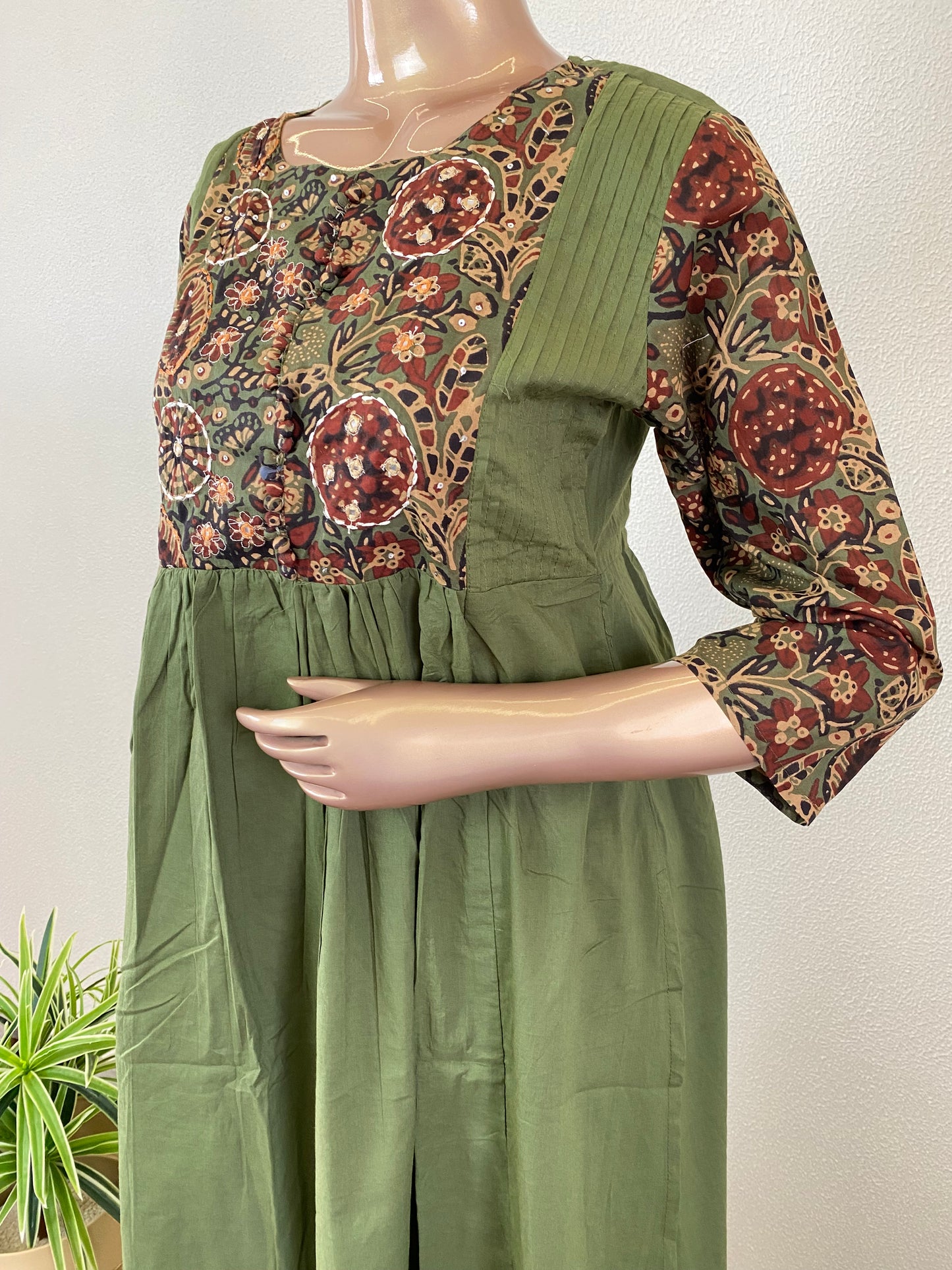 A-Line Cotton Suit Set with Printed Palazzo