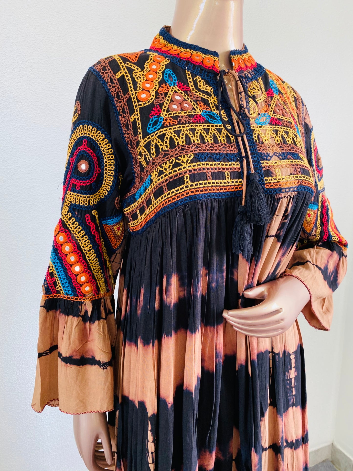 Kutchi Embroidered Shibori Dyed Rayon Tunic