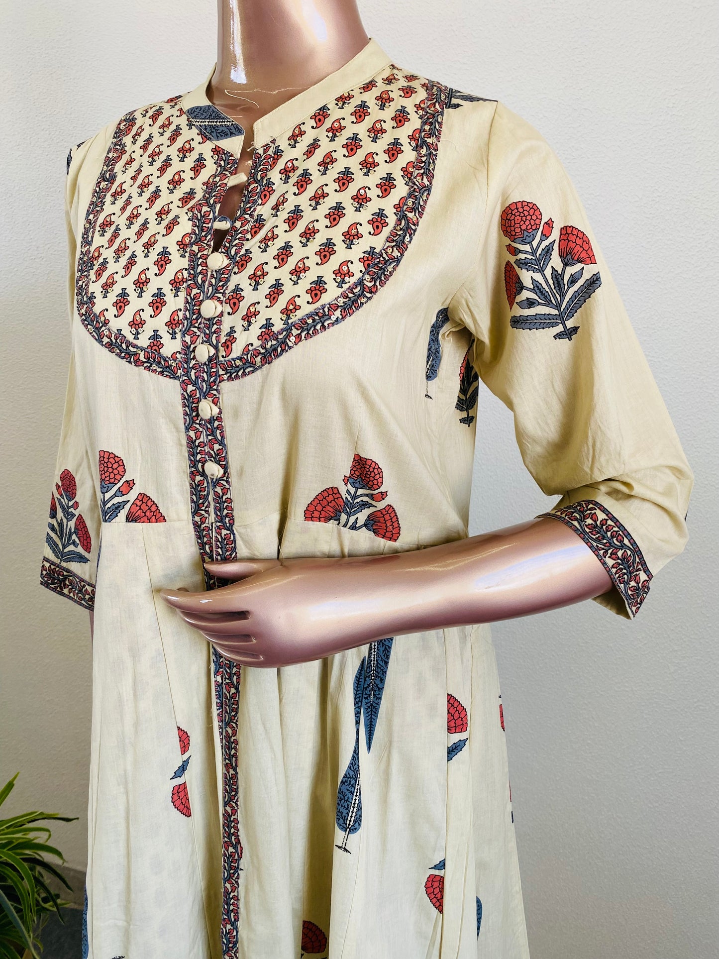 Block Print Flared Double Layer Tunic with Dupatta