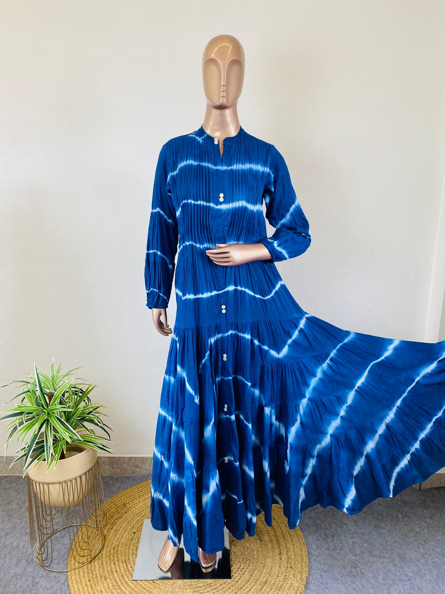 Lehariya Dyed Tiered Pattern Long Tunic