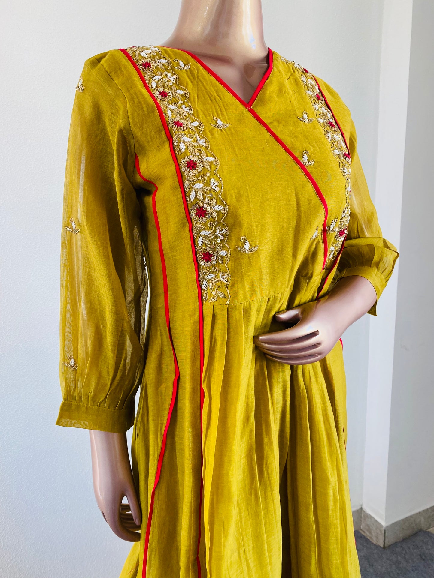 Mul chanderi Kurti with Hand work