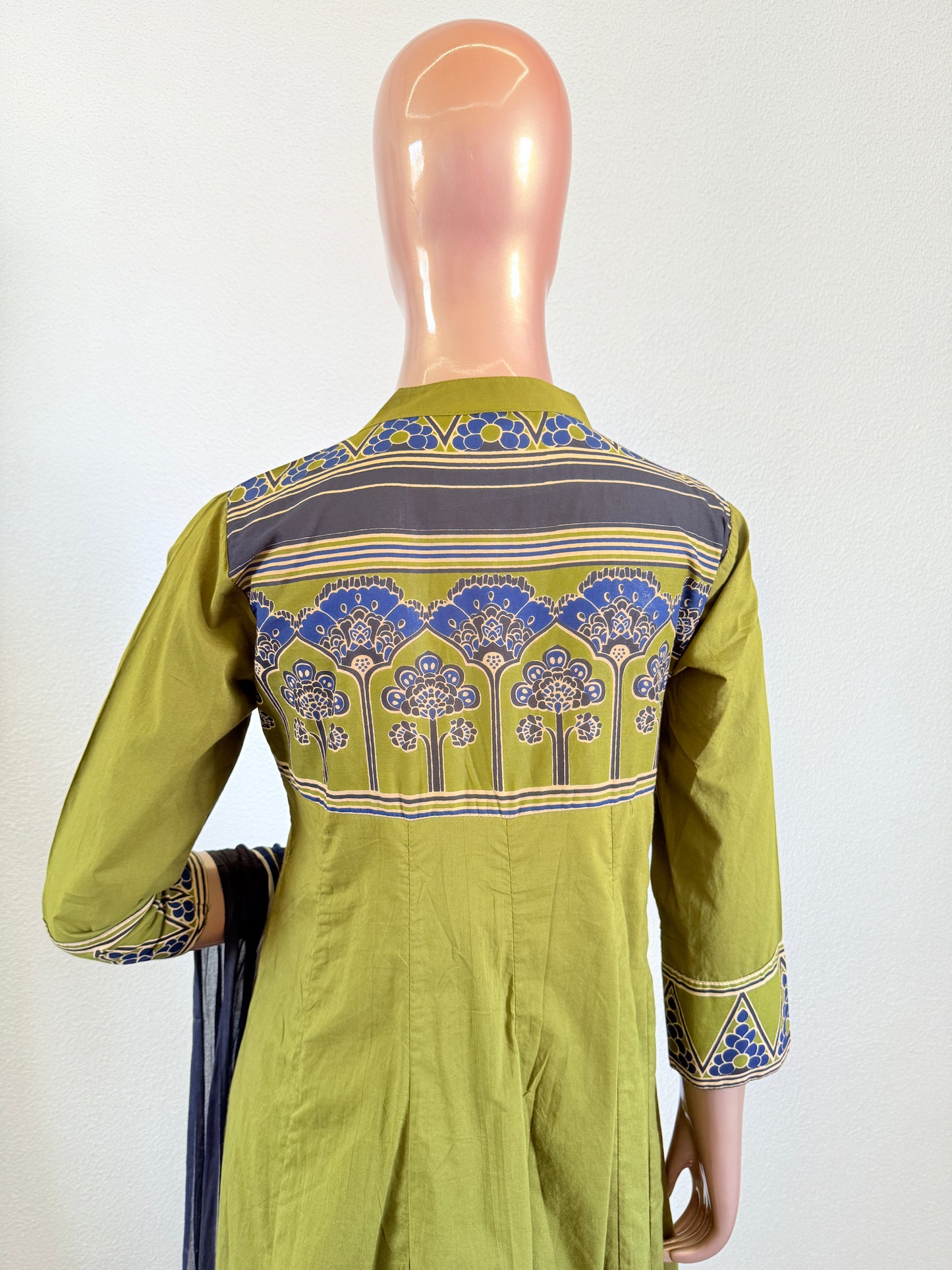 Yoke & Shoulder Print Cotton Anarkali Suit Set