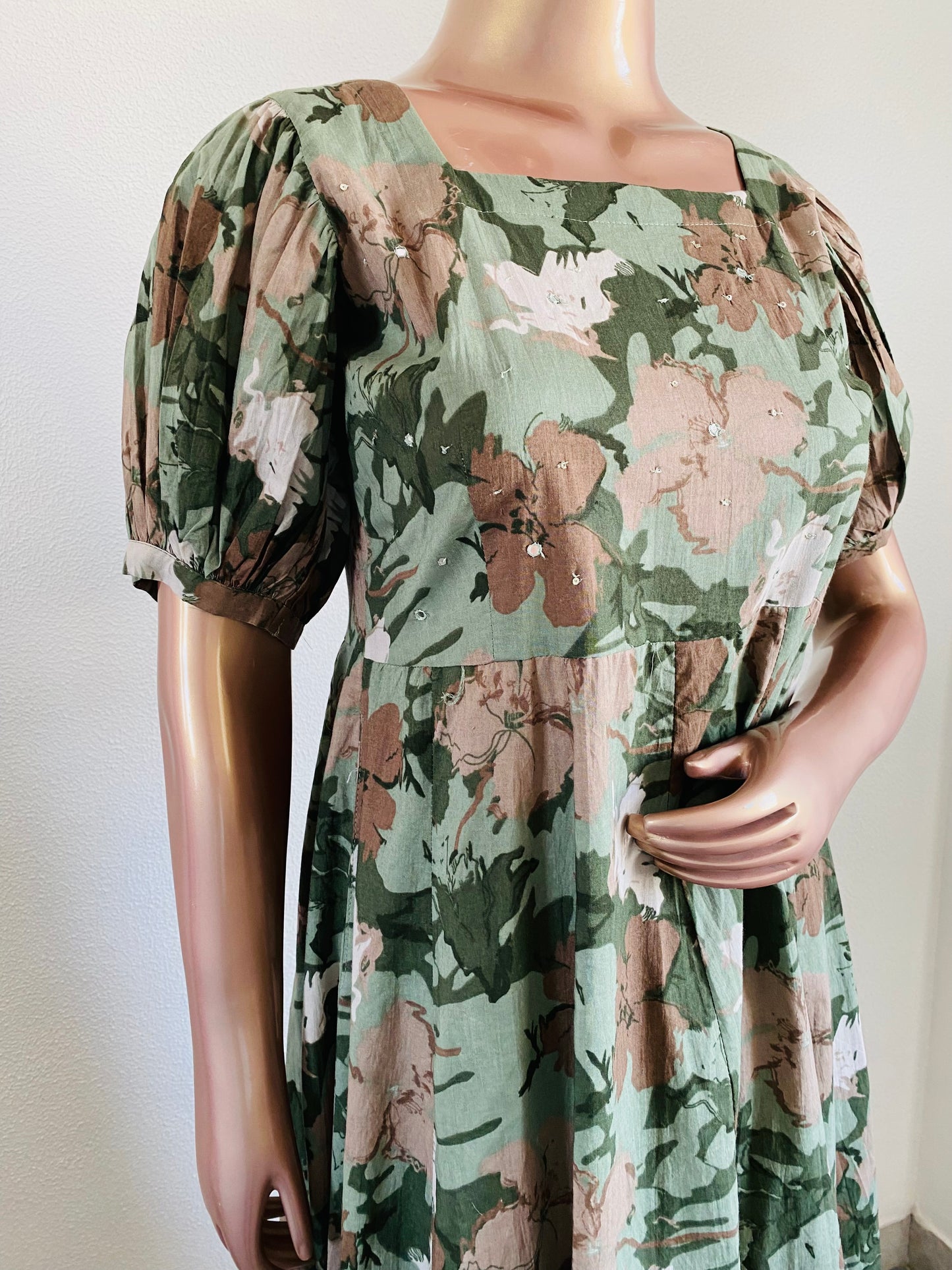 Square Neck Cotton Tunic with puff Sleeve