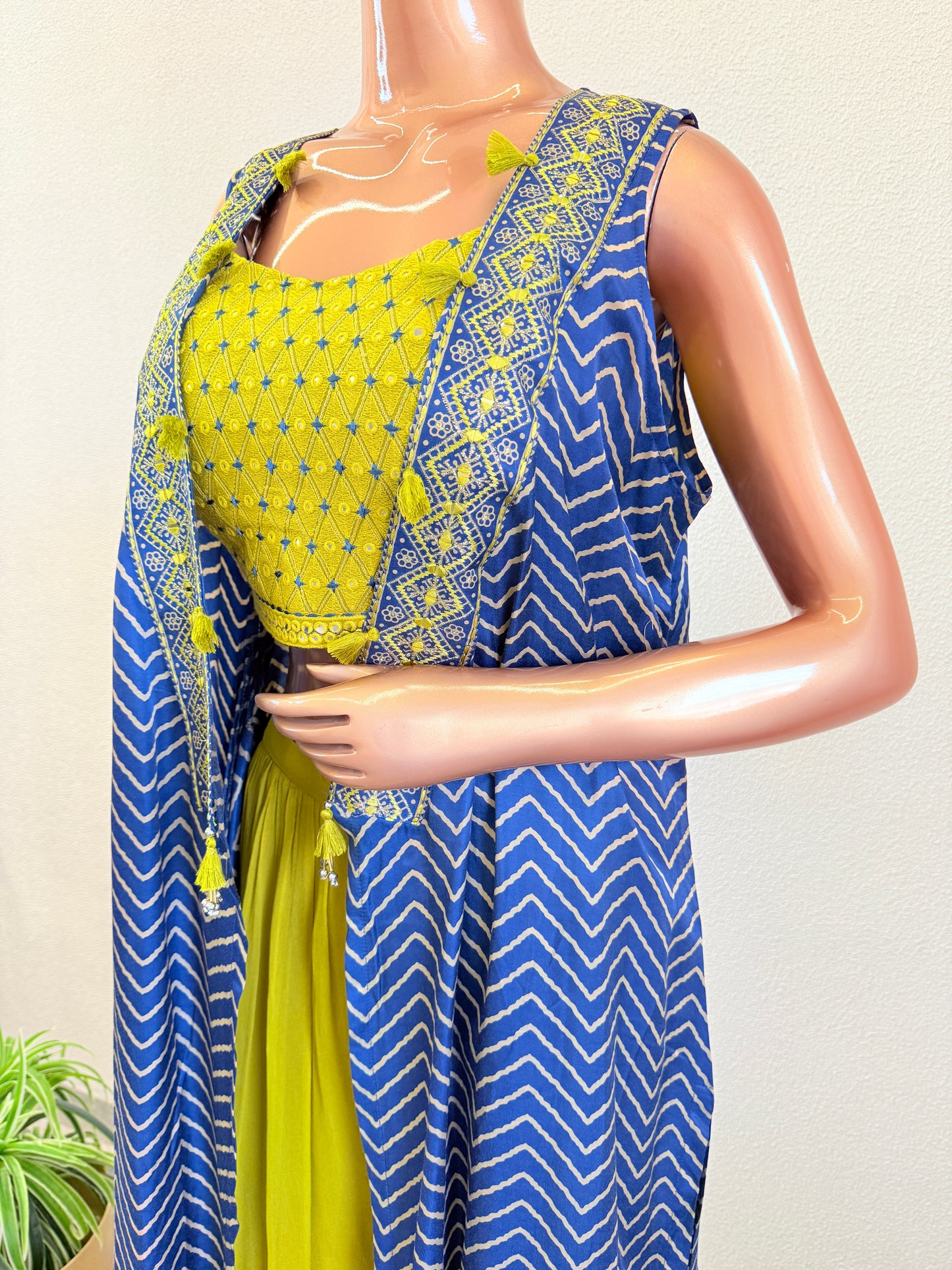Indowestern with Lehriya Print Cape