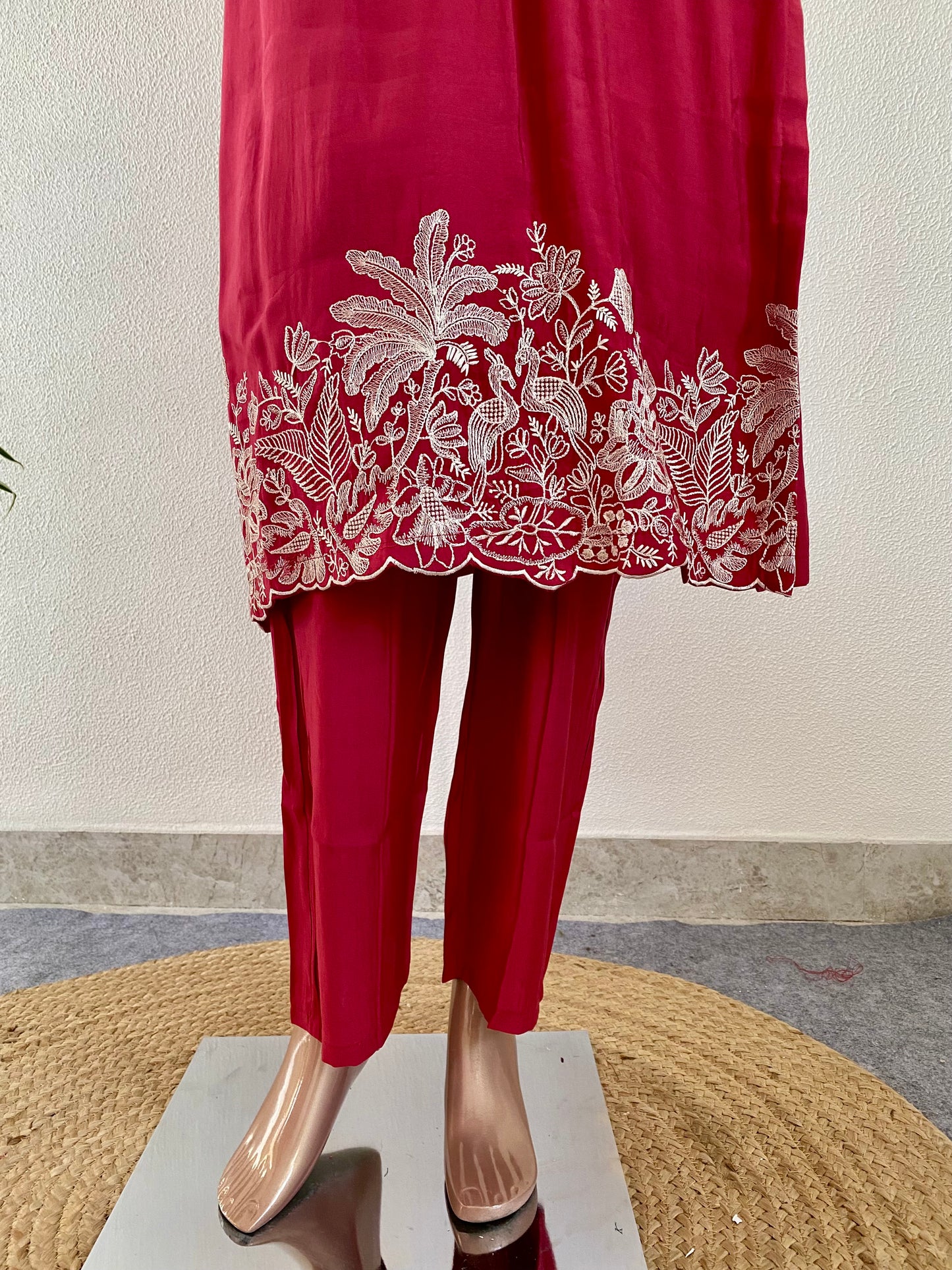 Roman Silk Suit with Organza Dupatta and Aari work