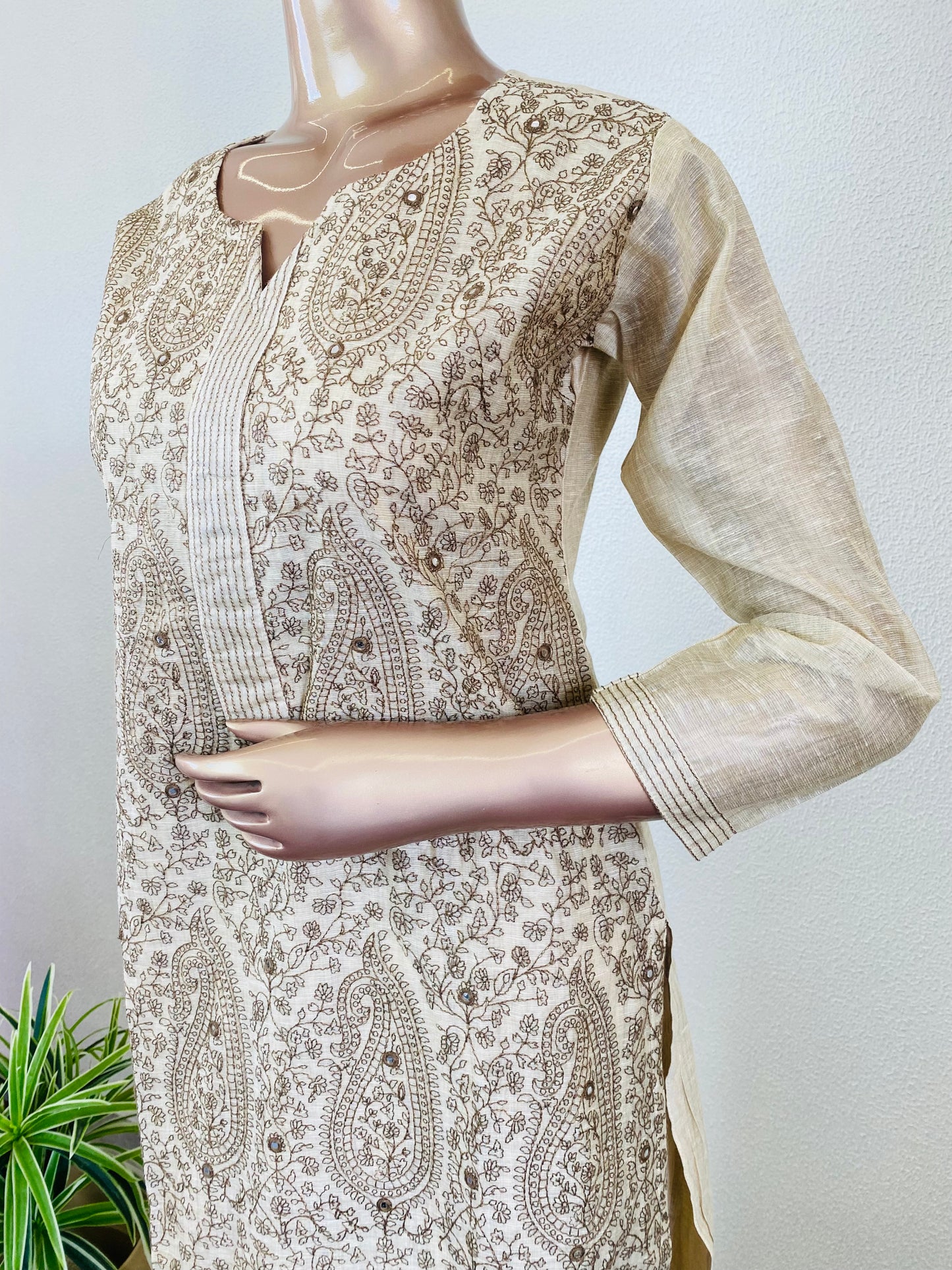 Chanderi Suit set with Jaal Work