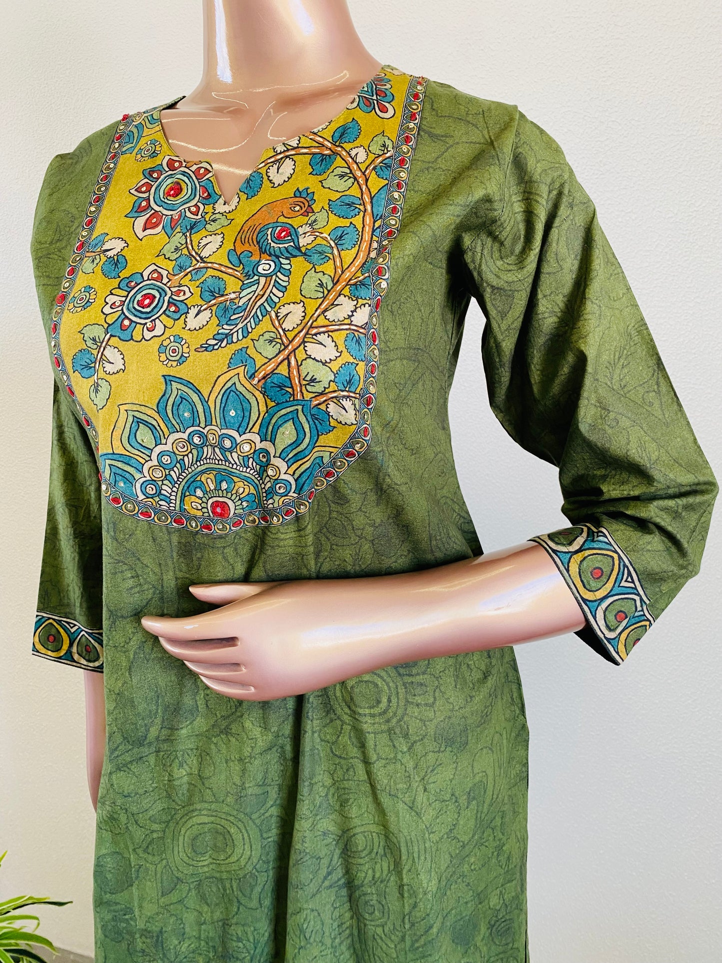 Digitally Printed Kalamkari Cotton Suit