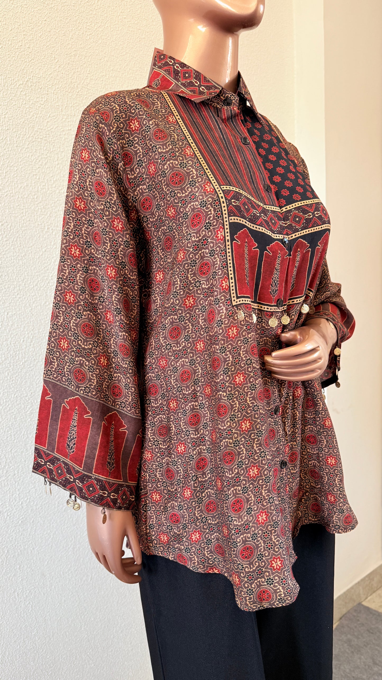 Ajrakh Print Muslin Oversized Shirt