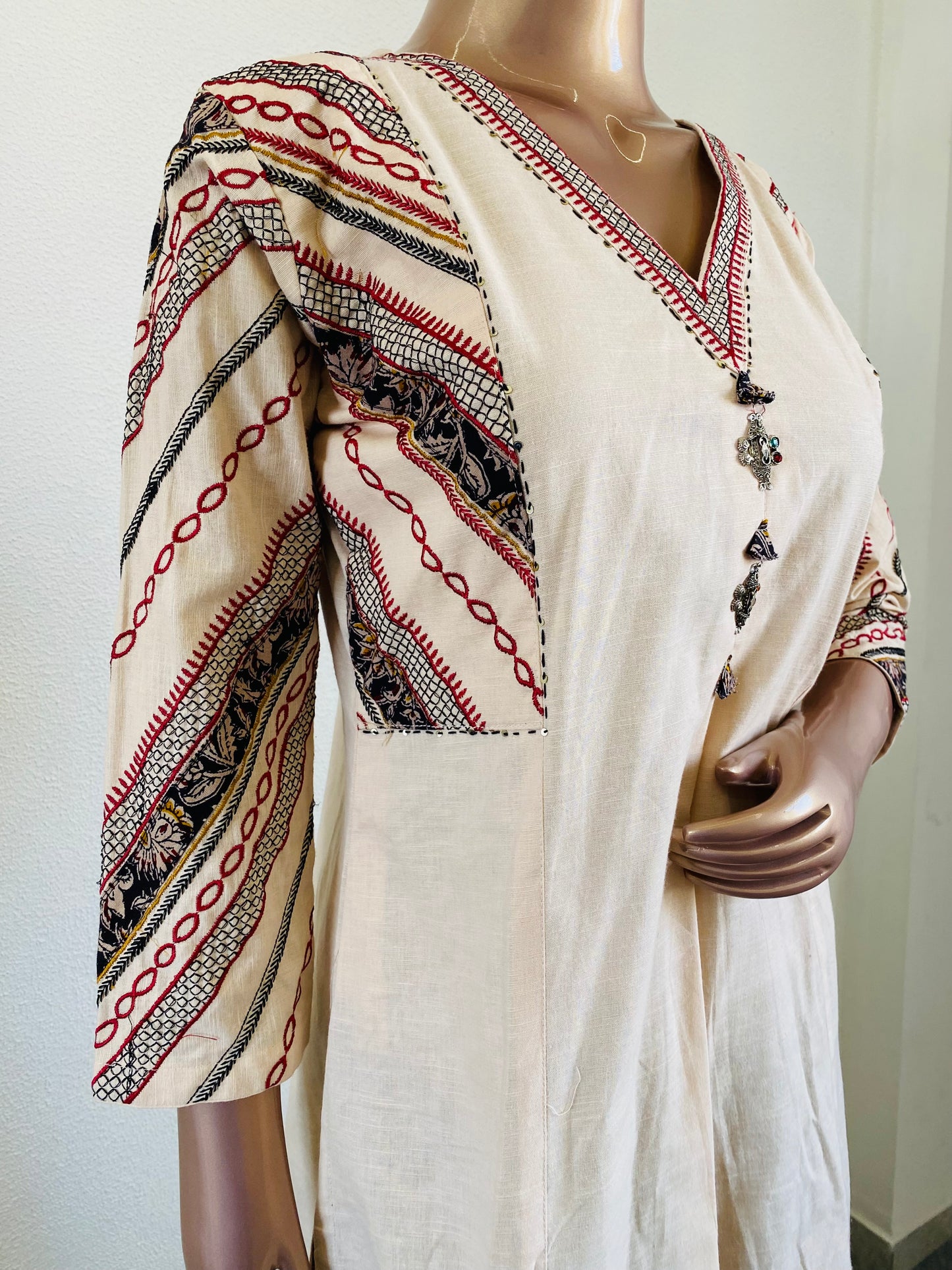 Embroidered & Appliqué Suit Set with Kalamkari Palazzo