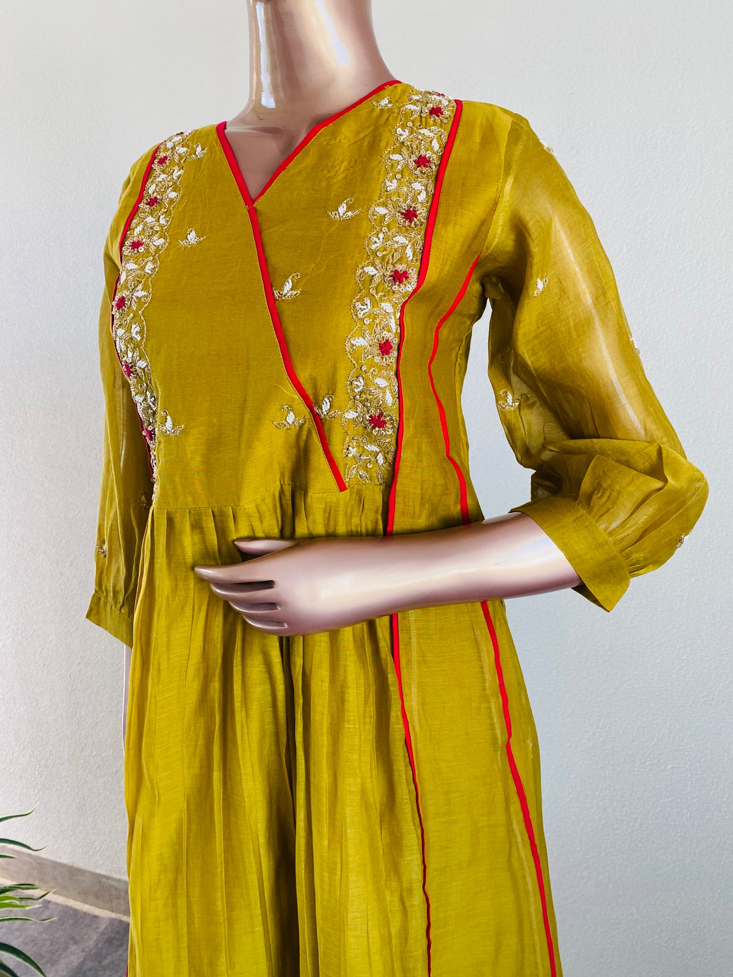 Mul chanderi Kurti with Hand work