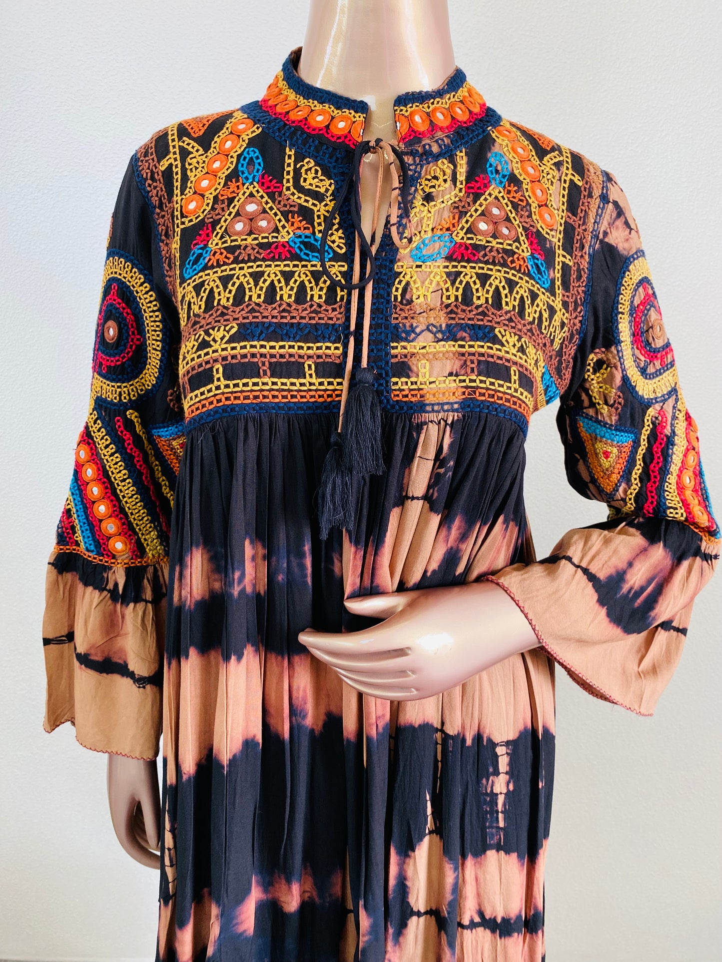 Kutchi Embroidered Shibori Dyed Rayon Tunic