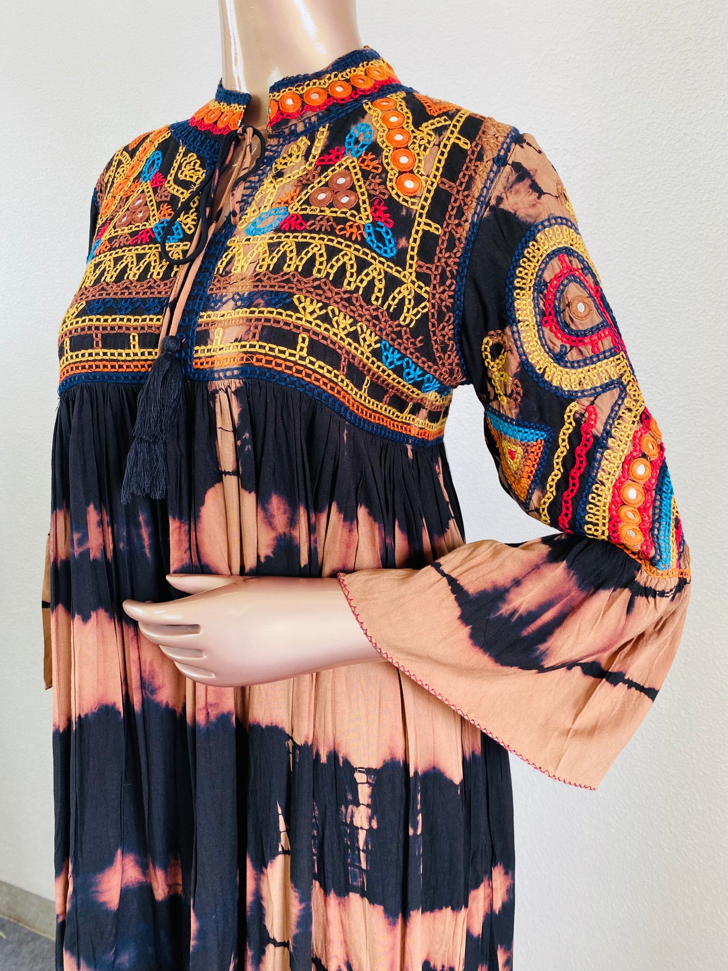 Kutchi Embroidered Shibori Dyed Rayon Tunic