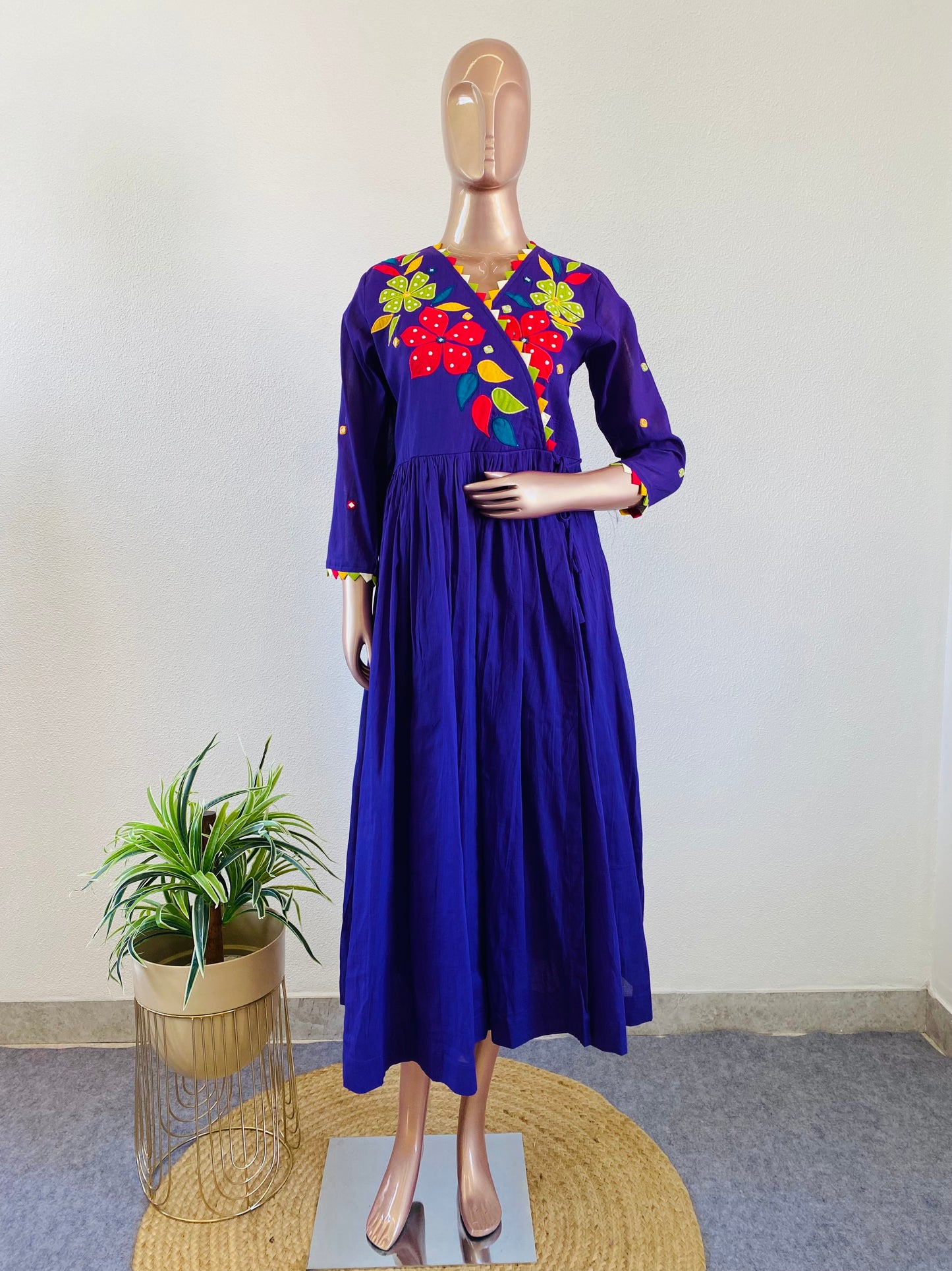 Applique & Mirror work Mul Tunic