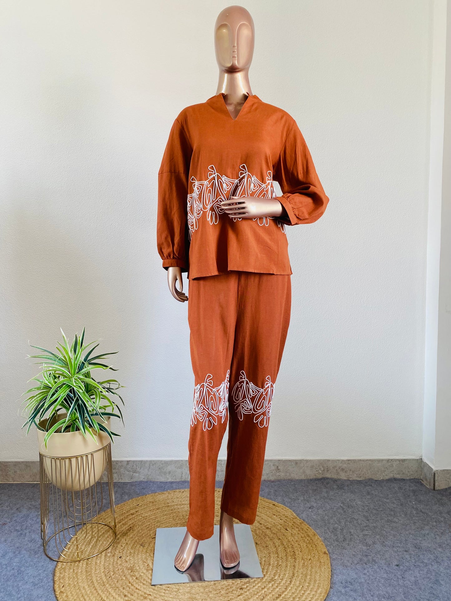 Dori work Linen Coord Set
