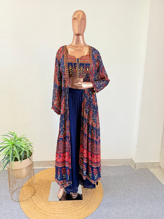 Premium chinon Indowestern in Paisley Print