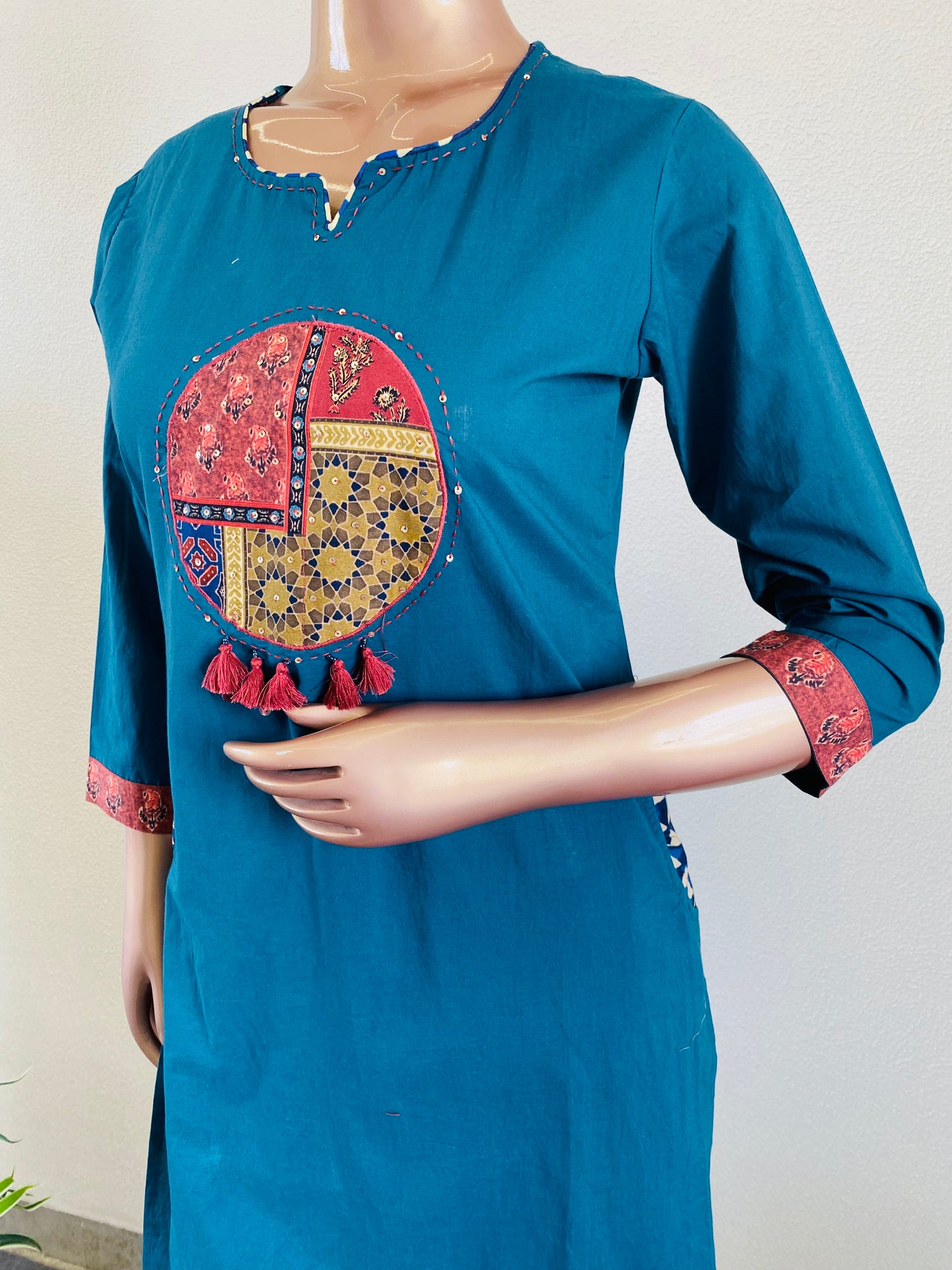 Appliqué Work Suit Set with Digital Print Dupatta