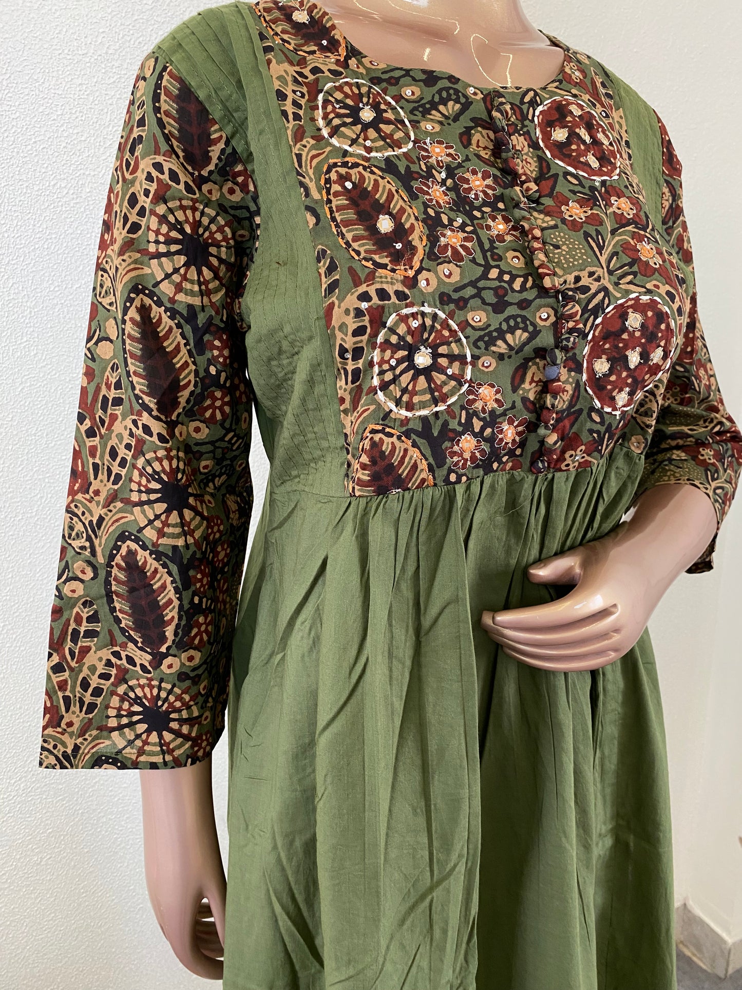 A-Line Cotton Suit Set with Printed Palazzo