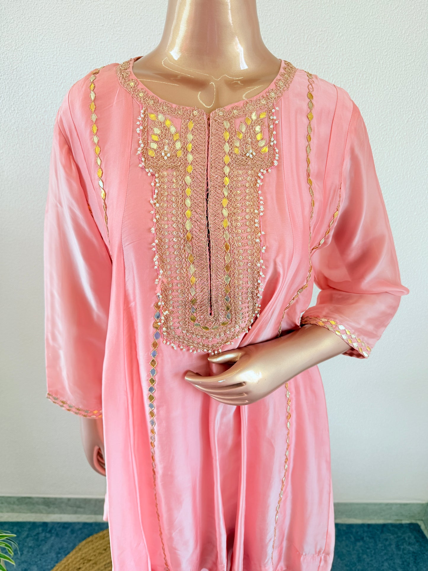 HO Silk Peplum and Skirt Set with Gota Work