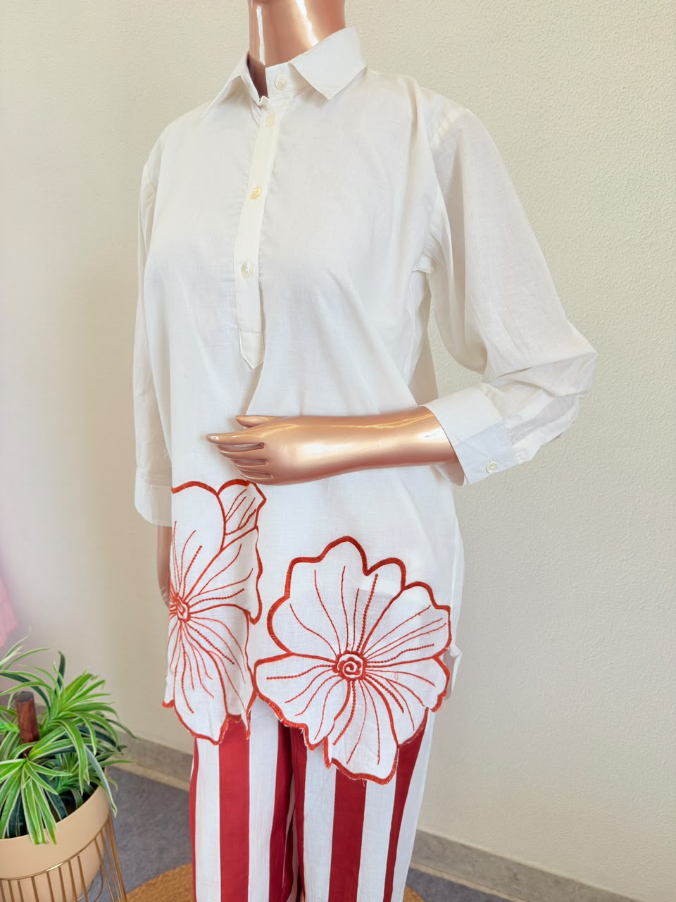 Ivy Blossom Applique Coord Set - Rust Orange