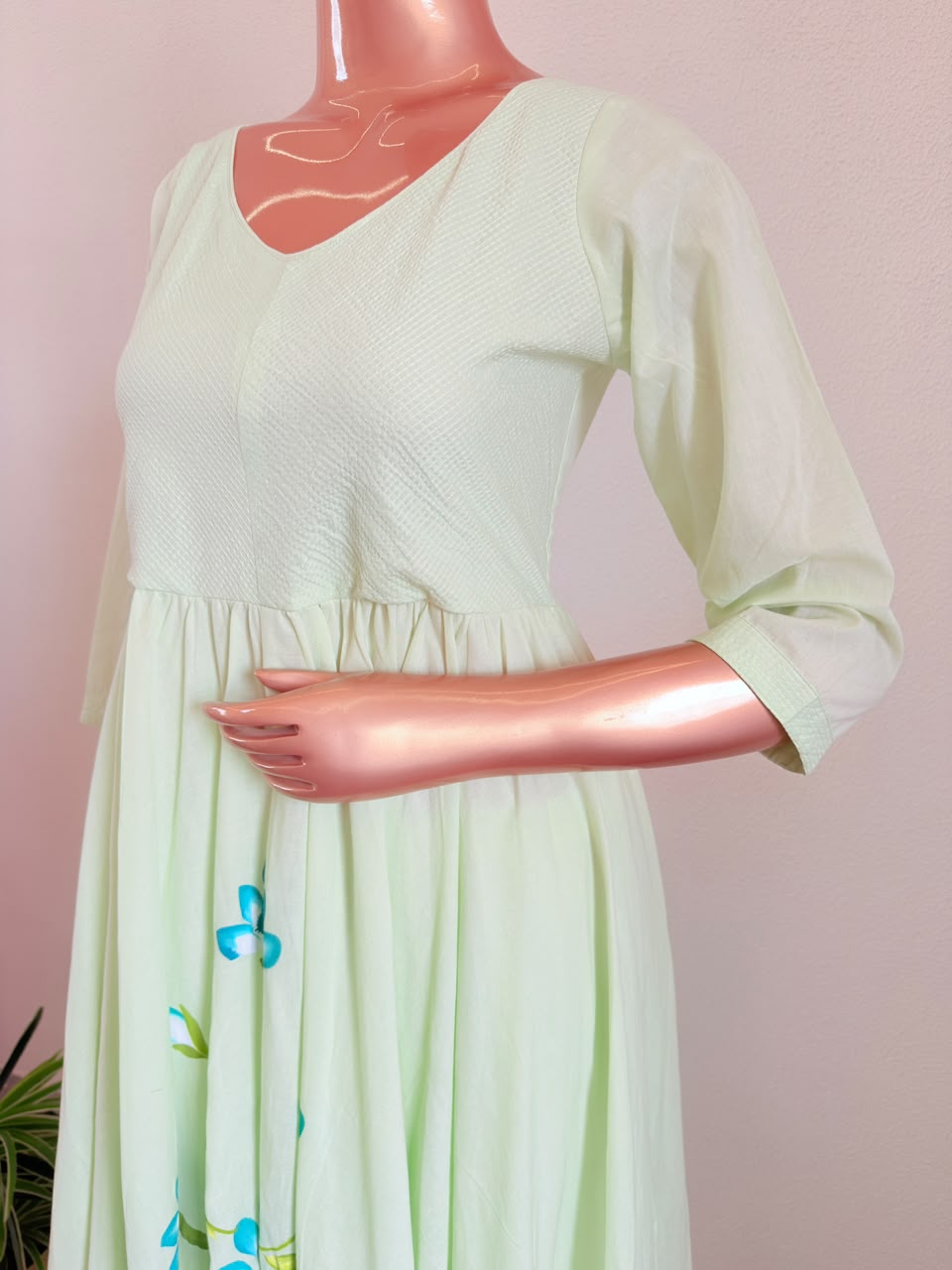 Hand Painted Pure Cotton Flared Frock Suit