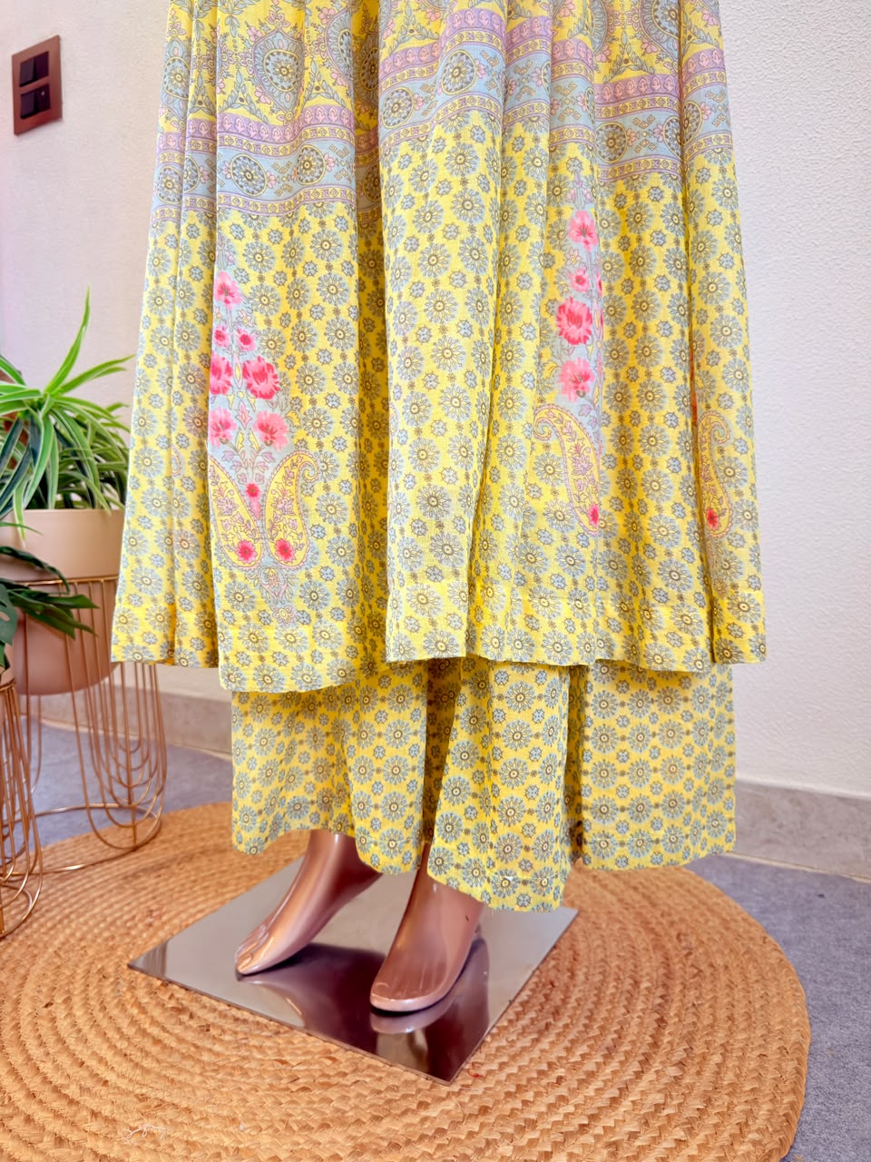 Digital Print Mul Cotton Alia Suit Set with Lace Trim Dupatta