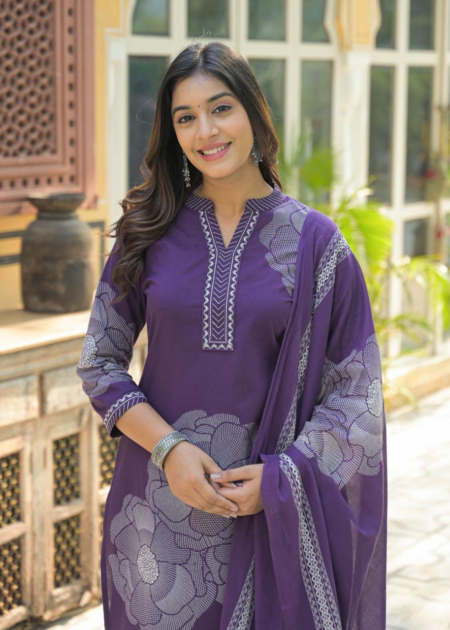 Farsi Salwar Suit Set- Purple