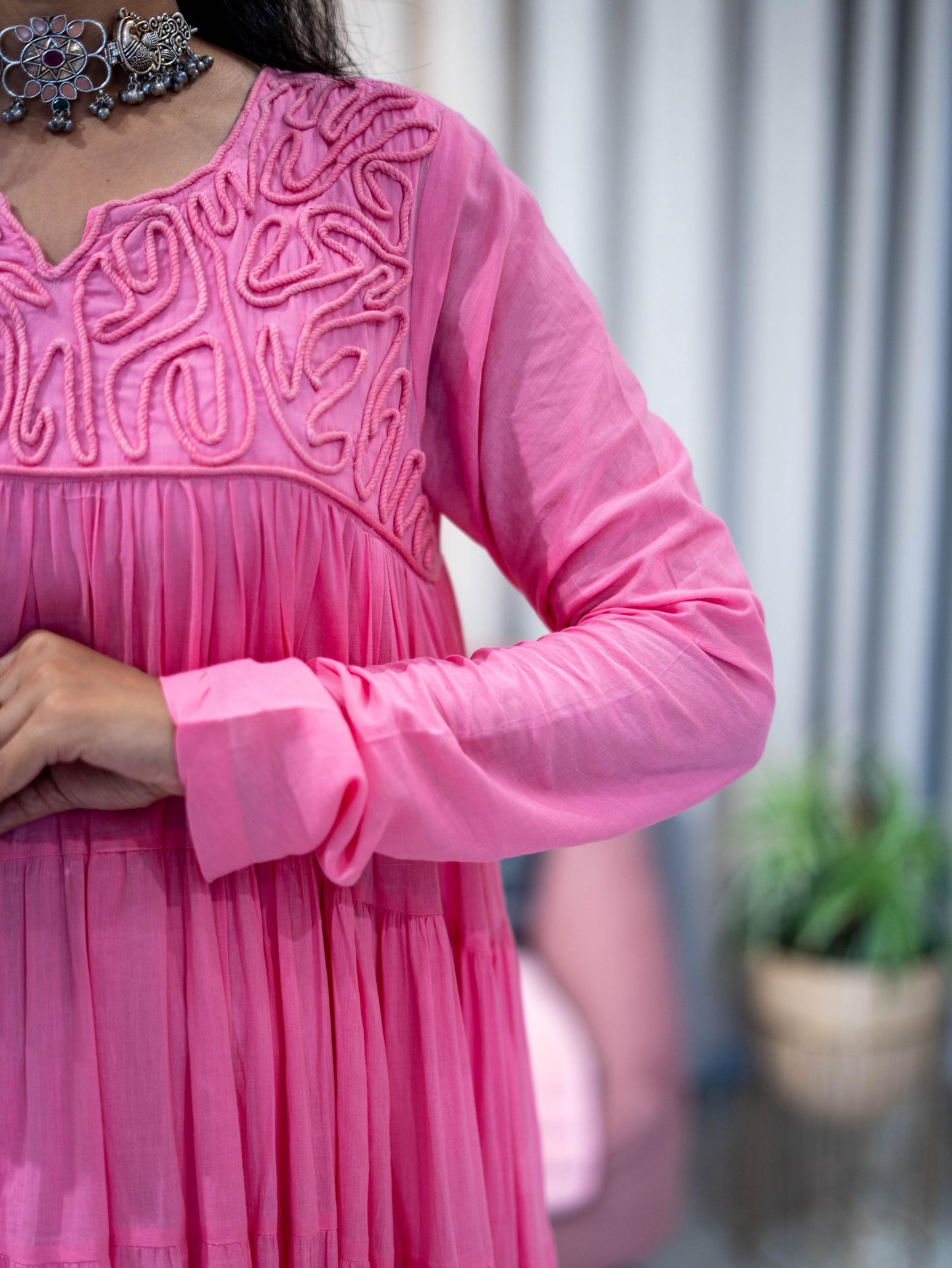 Dori Work Tiered Pattern Cotton Tunic
