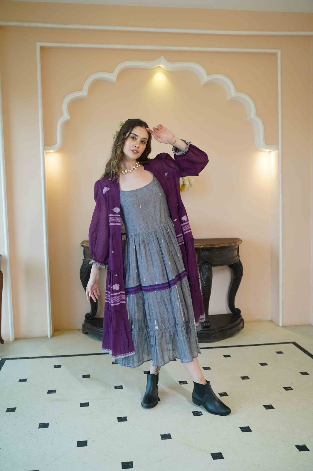 Handloom Jamdani Tunic with Jacket