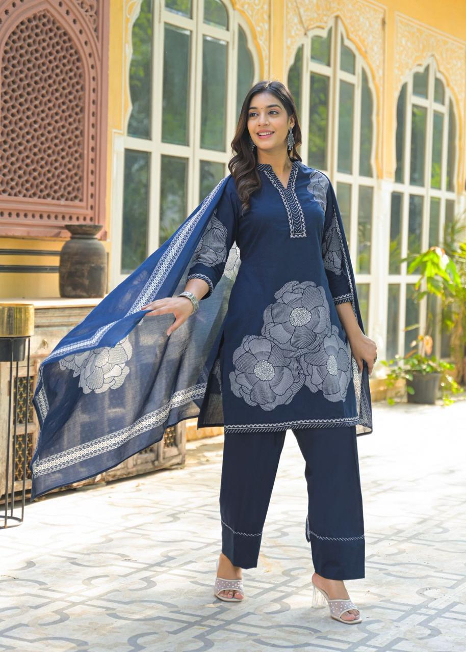 Farsi Salwar Suit Set- Blue