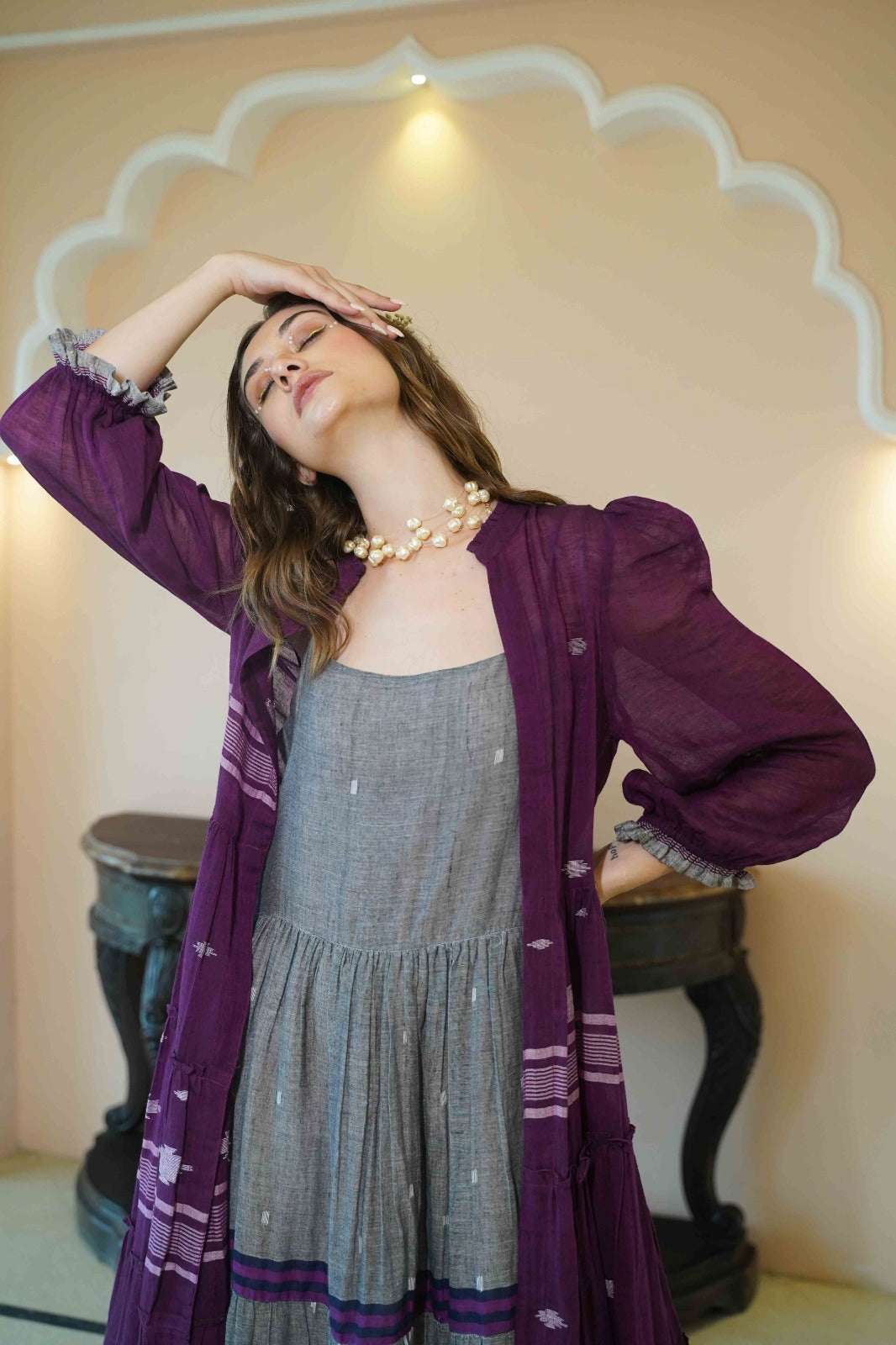 Handloom Jamdani Tunic with Jacket