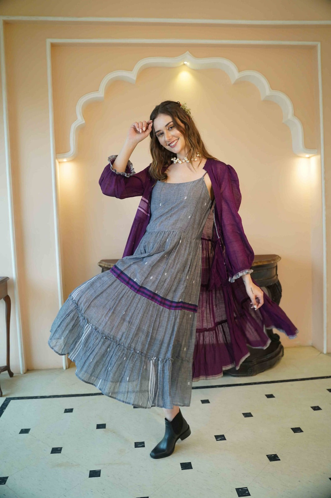 Handloom Jamdani Tunic with Jacket