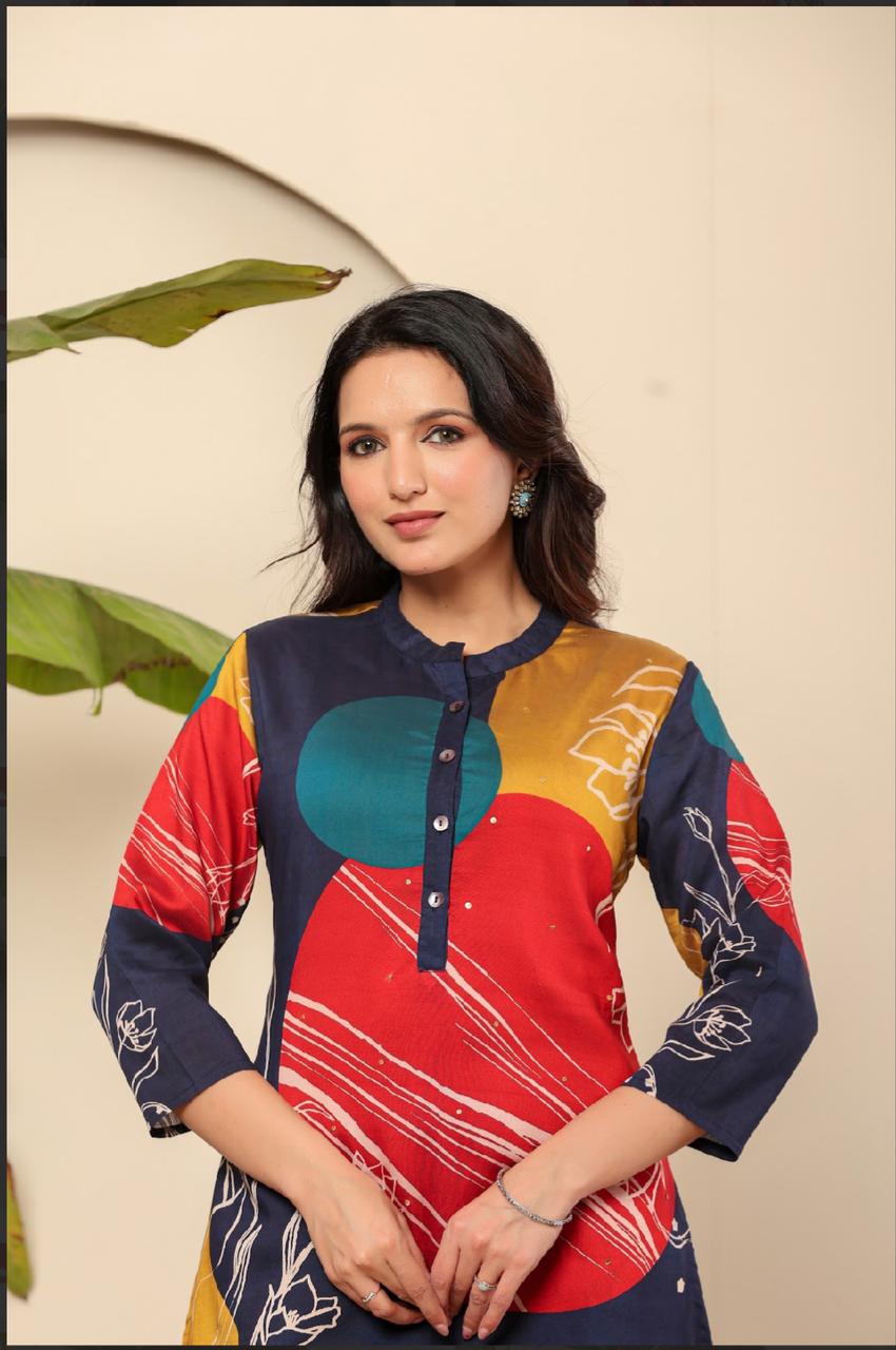Digitally Printed Cotton Kurta Pant Set