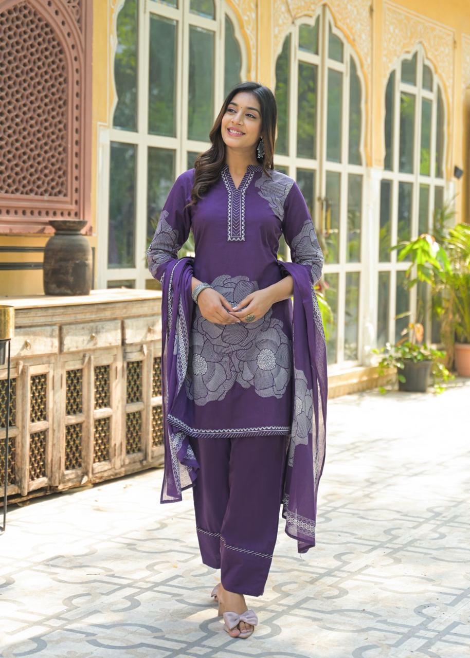 Farsi Salwar Suit Set- Purple