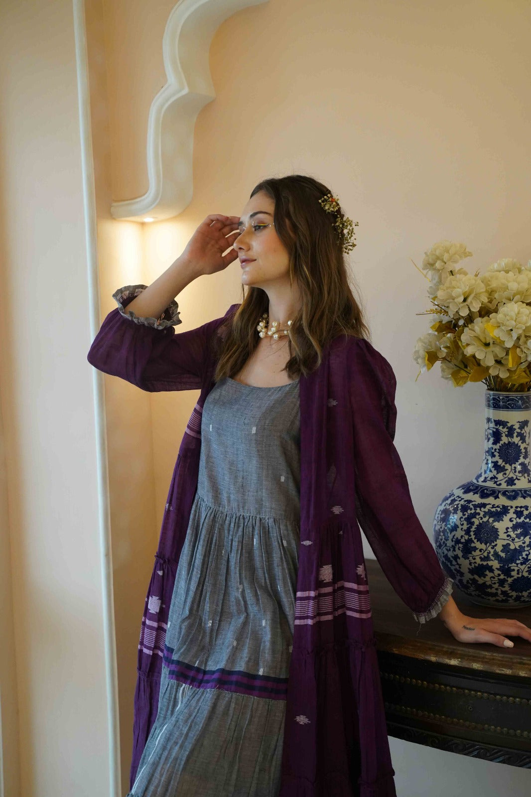 Handloom Jamdani Tunic with Jacket